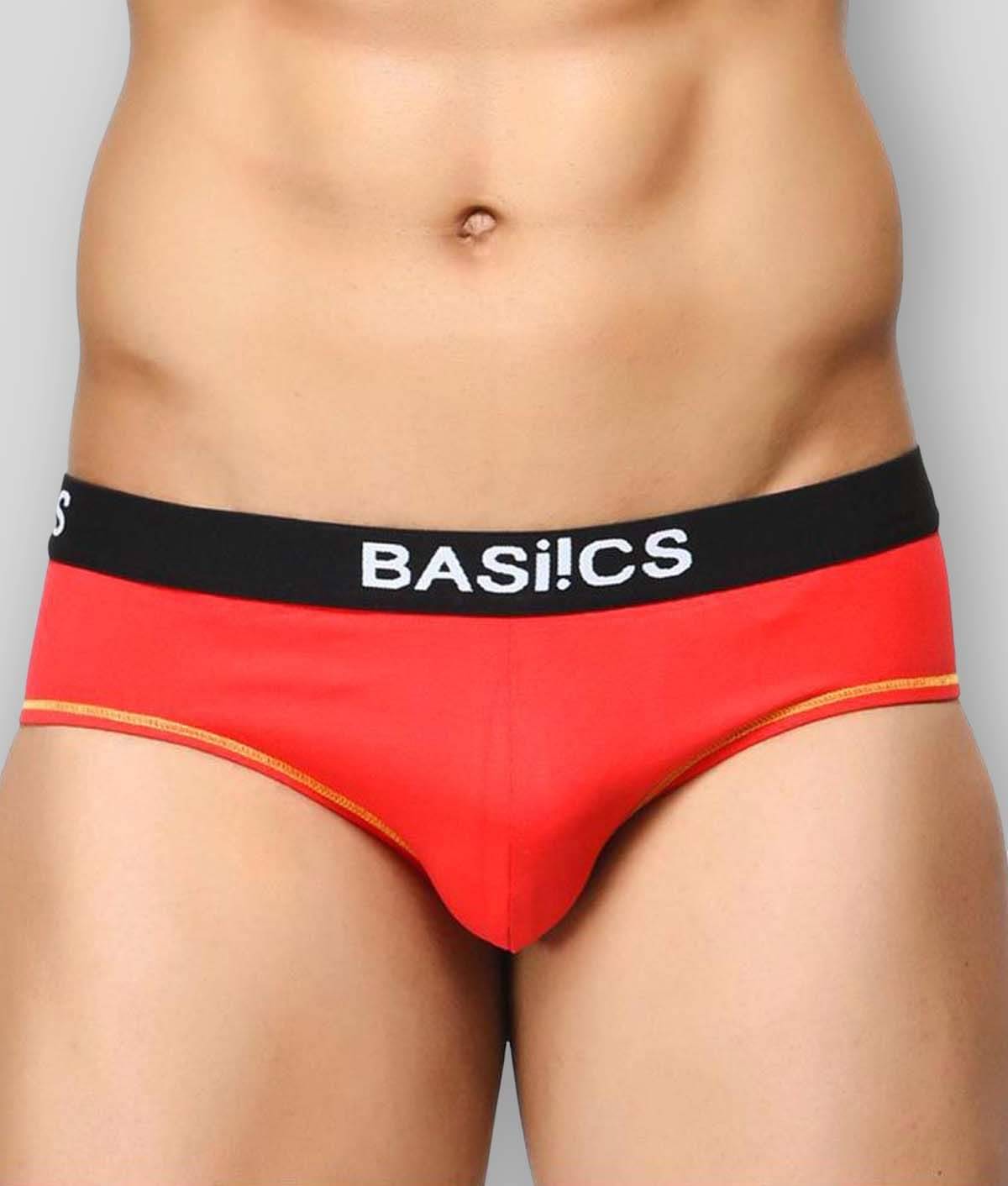 BASIICS By La Intimo Pack of 1 Cotton Blend Briefs For Men's ( Red ) BASIICS By La Intimo Pack of 1 Cotton Blend Briefs For Men's ( Red )