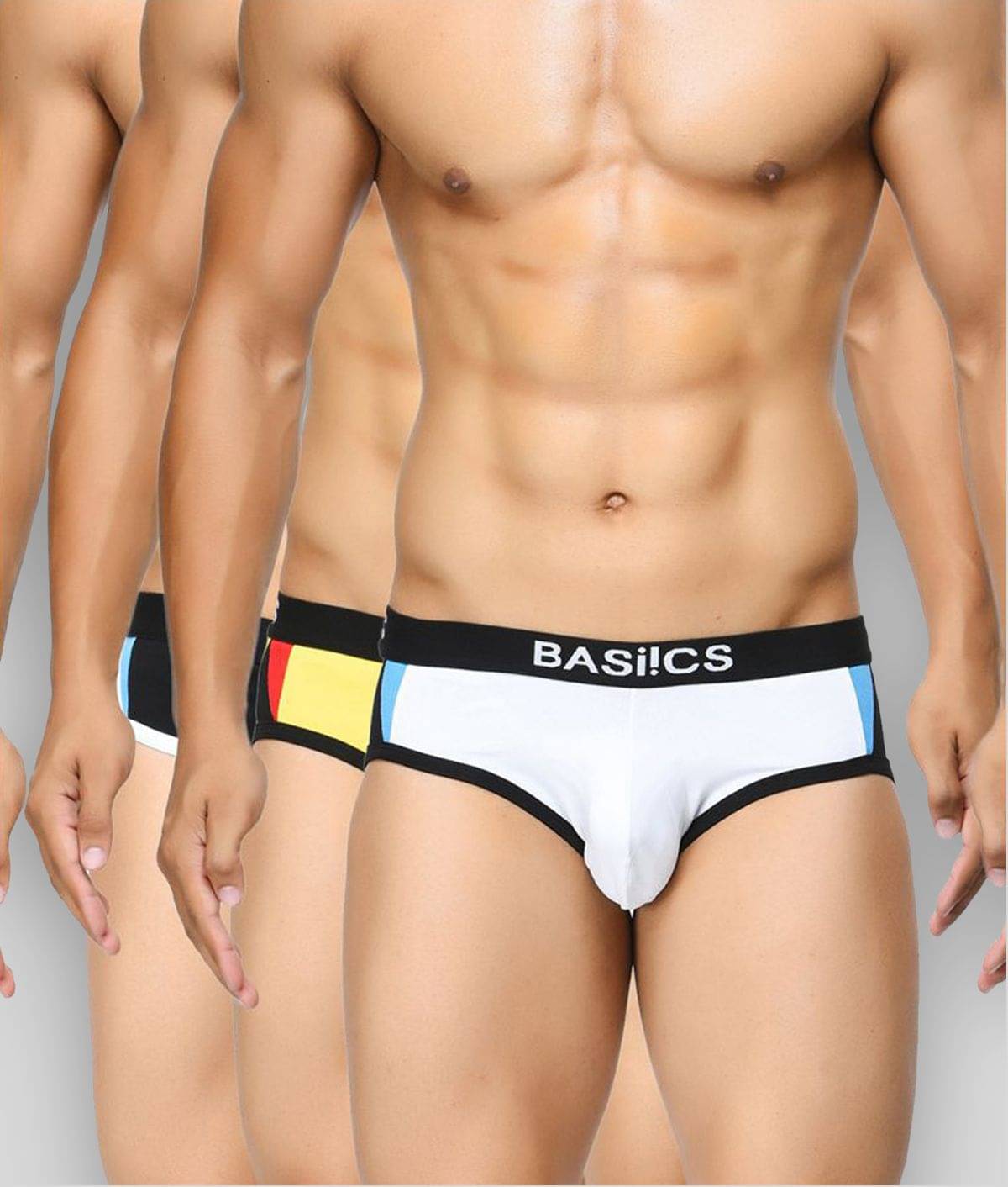 BASIICS By La Intimo Pack of 3 100% Cotton Briefs For Men's ( White ) BASIICS By La Intimo Pack of 3 100% Cotton Briefs For Men's ( White )