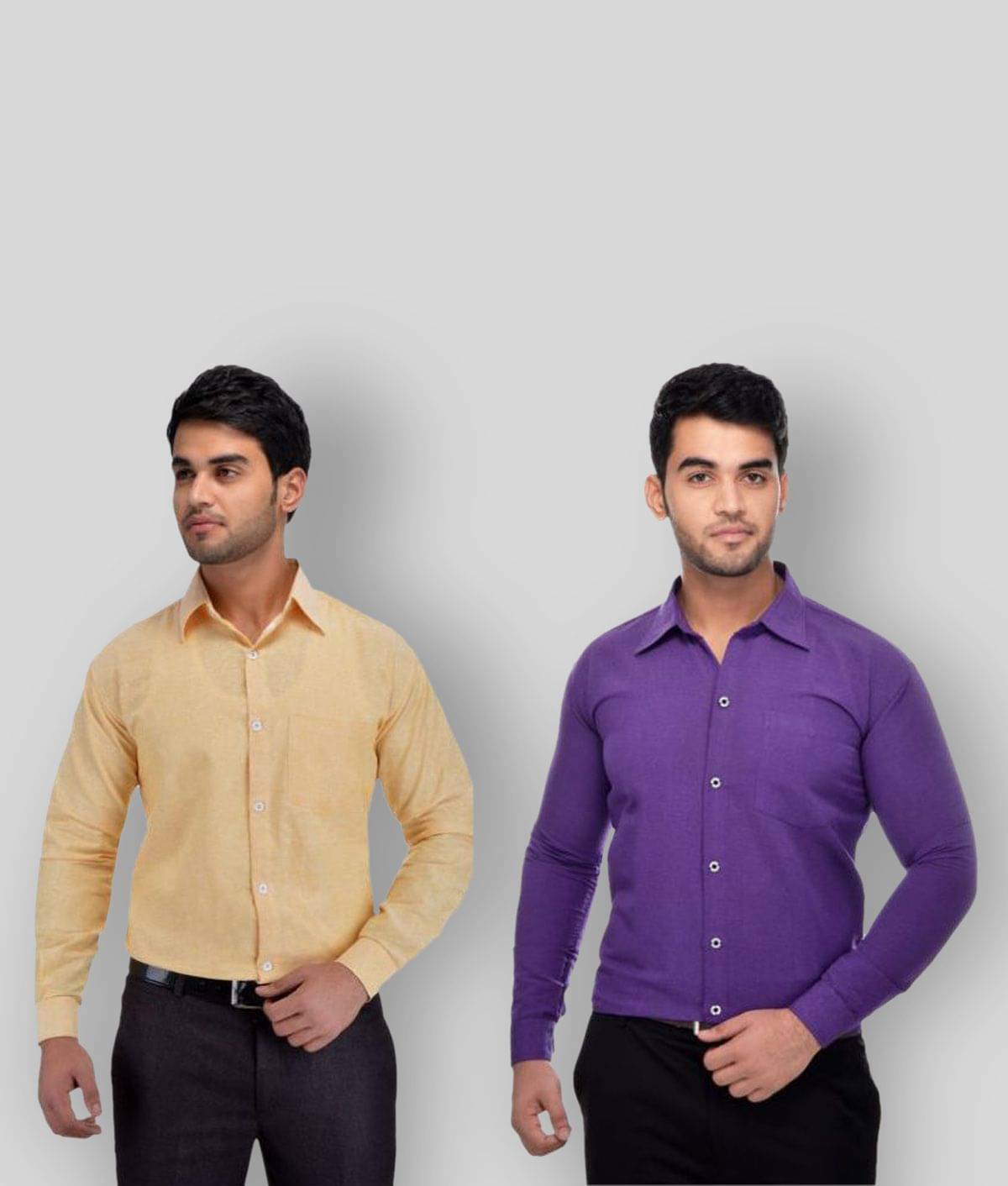 DESHBANDHU DBK - Beige Cotton Regular Fit Men's Formal Shirt (Pack of 2) DESHBANDHU DBK - Beige Cotton Regular Fit Men's Formal Shirt (Pack of 2)