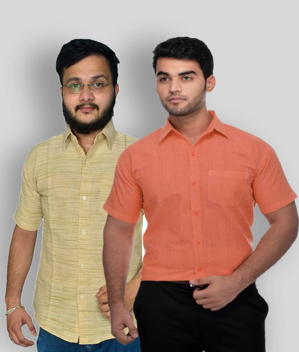     			DESHBANDHU DBK - Multicolor Cotton Regular Fit Men's Formal Shirt (Pack of 2)