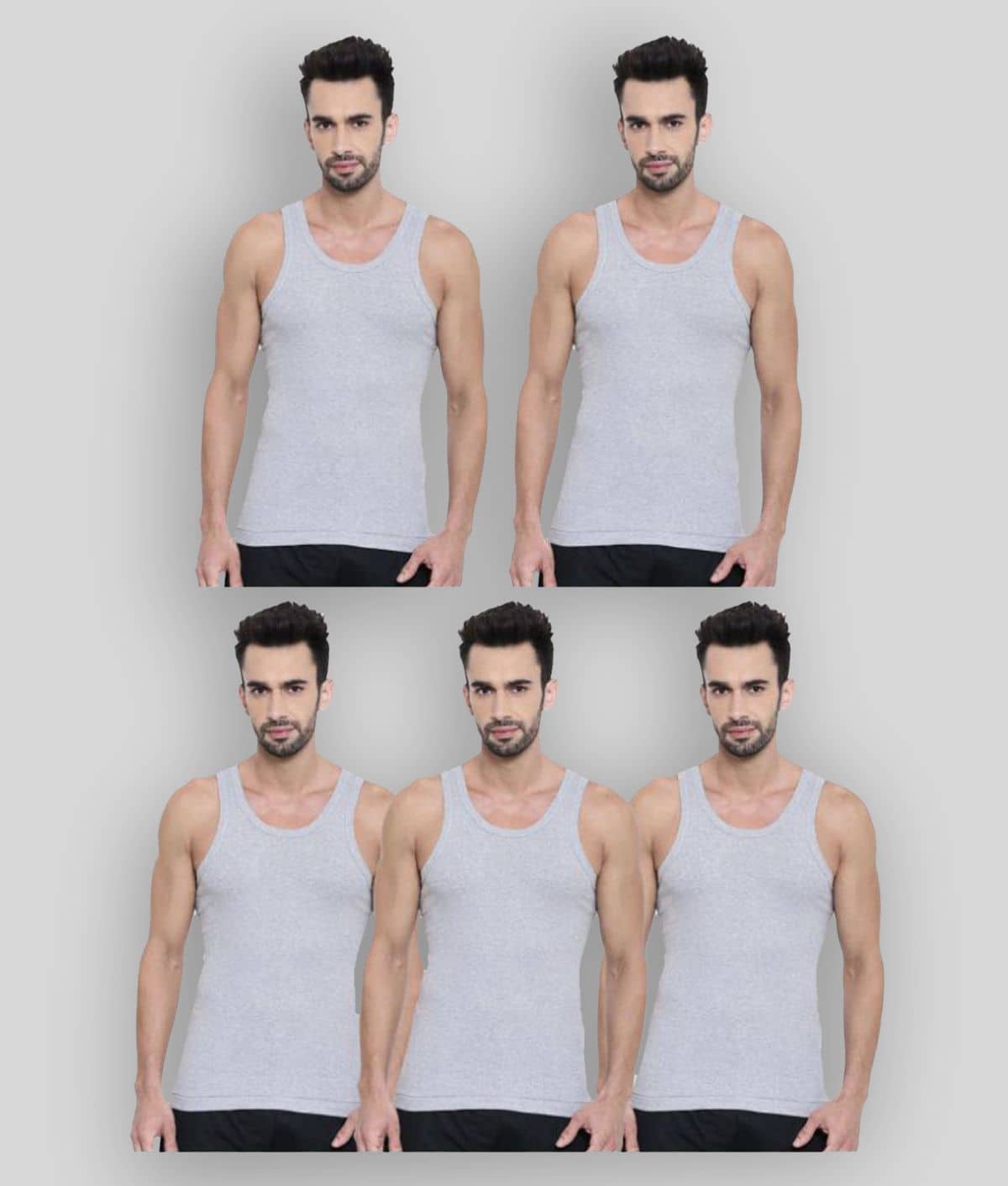 Dixcy Scott - Grey Cotton Men's Vest ( Pack of 5 ) - Nightwear & Loungewear | Buy online on ZillyBuy