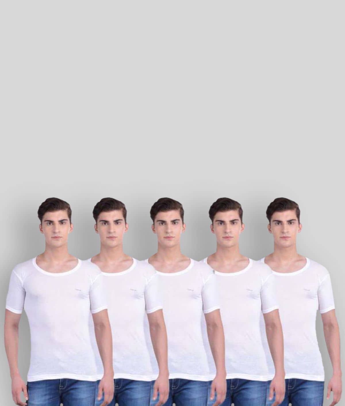 Dollar Bigboss Men's White Pack of 5 Solid Combed Cotton Shrinkless Vest - Nightwear & Loungewear | Buy online on ZillyBuy