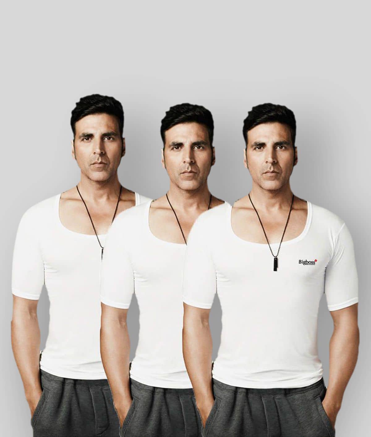 Dollar Bigboss Men's White Pack of 3 Solid Combed Cotton Shrinkless Vest - Nightwear & Loungewear | Buy online on ZillyBuy