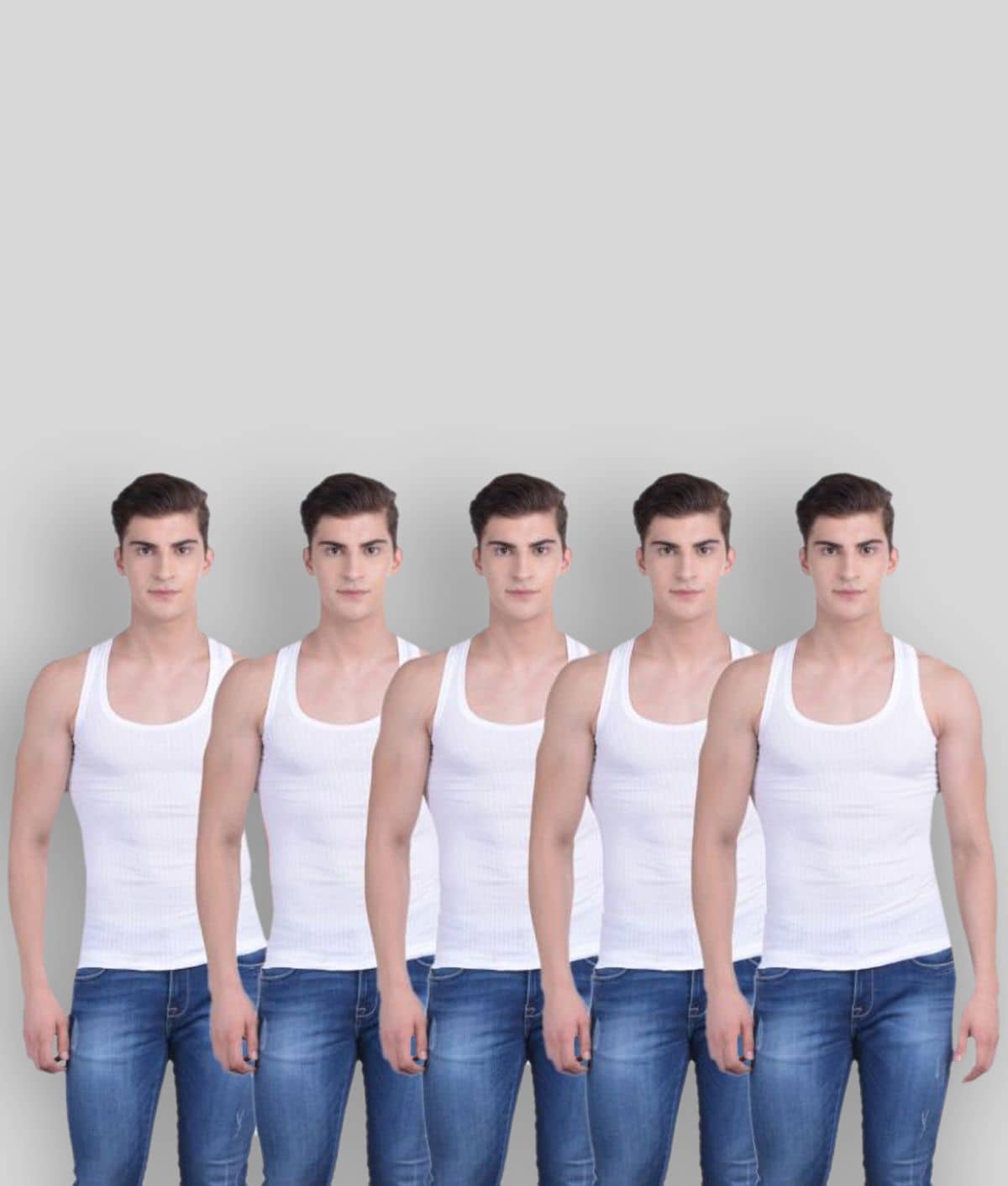 Dollar Bigboss Men's White Pack of 5 Solid Combed Cotton Vest - Nightwear & Loungewear | Buy online on ZillyBuy