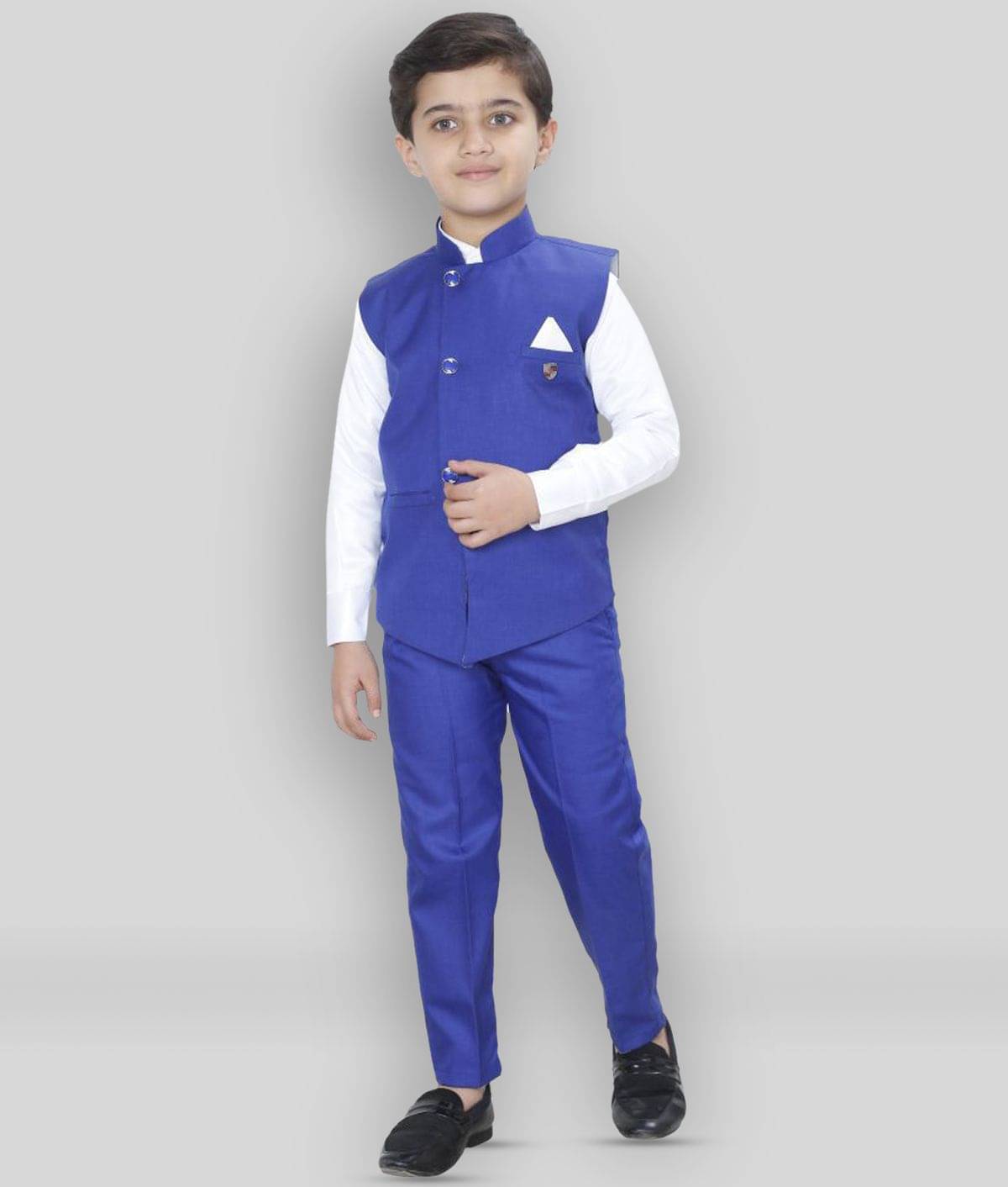 Fourfolds Pack of 1 Boys Cotton Blend Shirt & Pants Set ( Blue ) Fourfolds Pack of 1 Boys Cotton Blend Shirt & Pants Set ( Blue )
