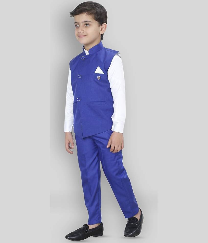 Fourfolds Pack of 1 Boys Cotton Blend Shirt & Pants Set ( Red )