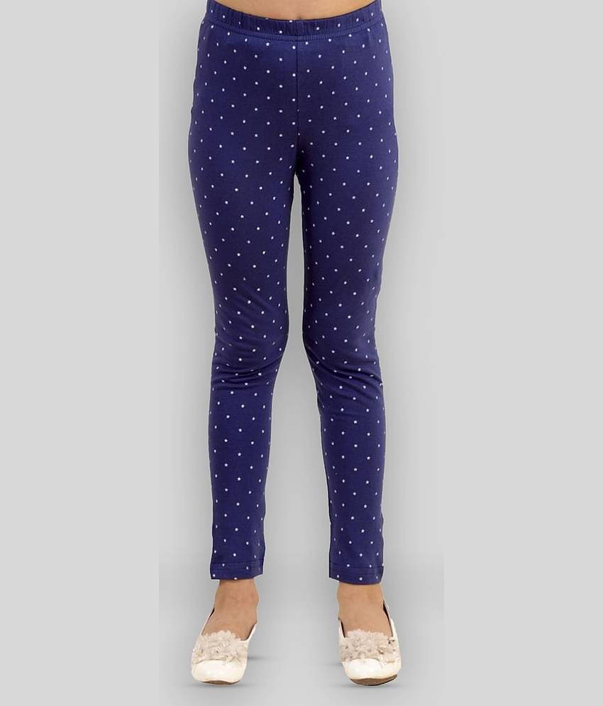 Kids Cave Pack of 1 Girls Cotton Blend Leggings ( Blue )