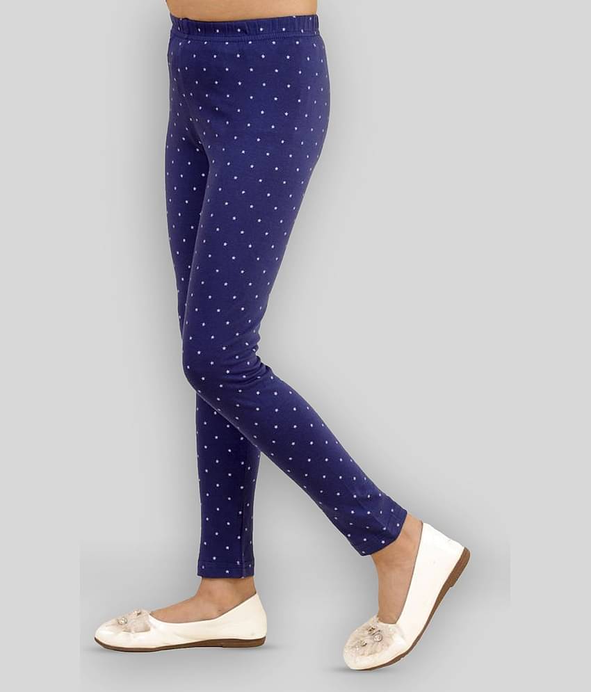 Kids Cave Pack of 1 Girls Cotton Blend Leggings ( Blue )