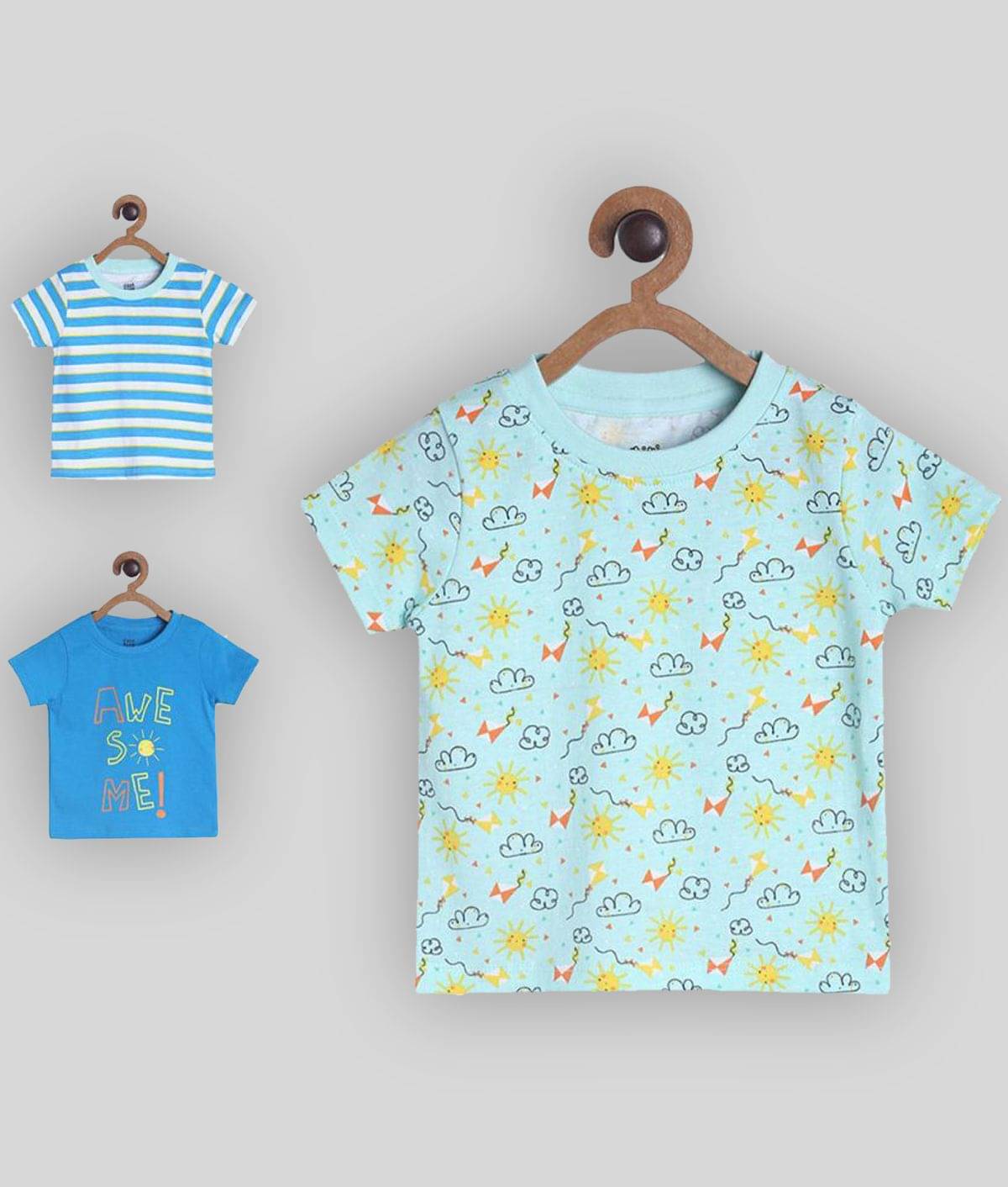     			MINI KLUB Pack of 3 Baby Boys Cotton T-Shirt ( Multi )