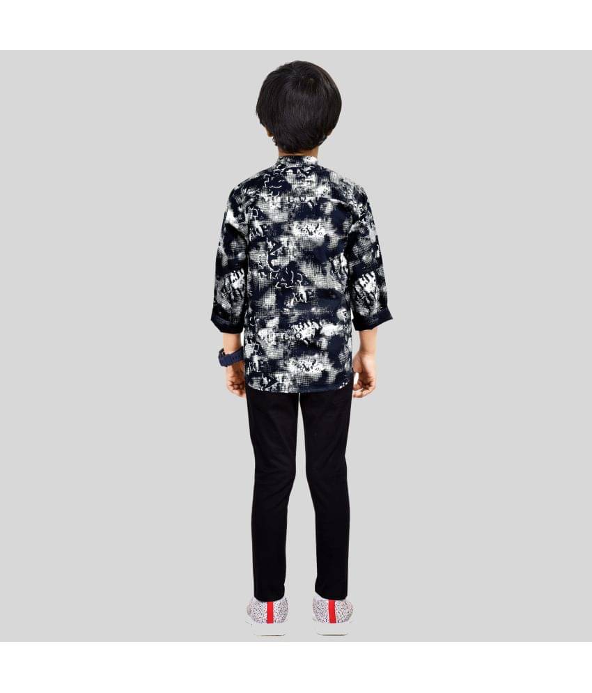 Made In The Shade Pack of 1 Boys Cotton Shirt & Pants Set ( Navy Blue ) Made In The Shade Pack of 1 Boys Cotton Shirt & Pants Set ( Navy Blue )