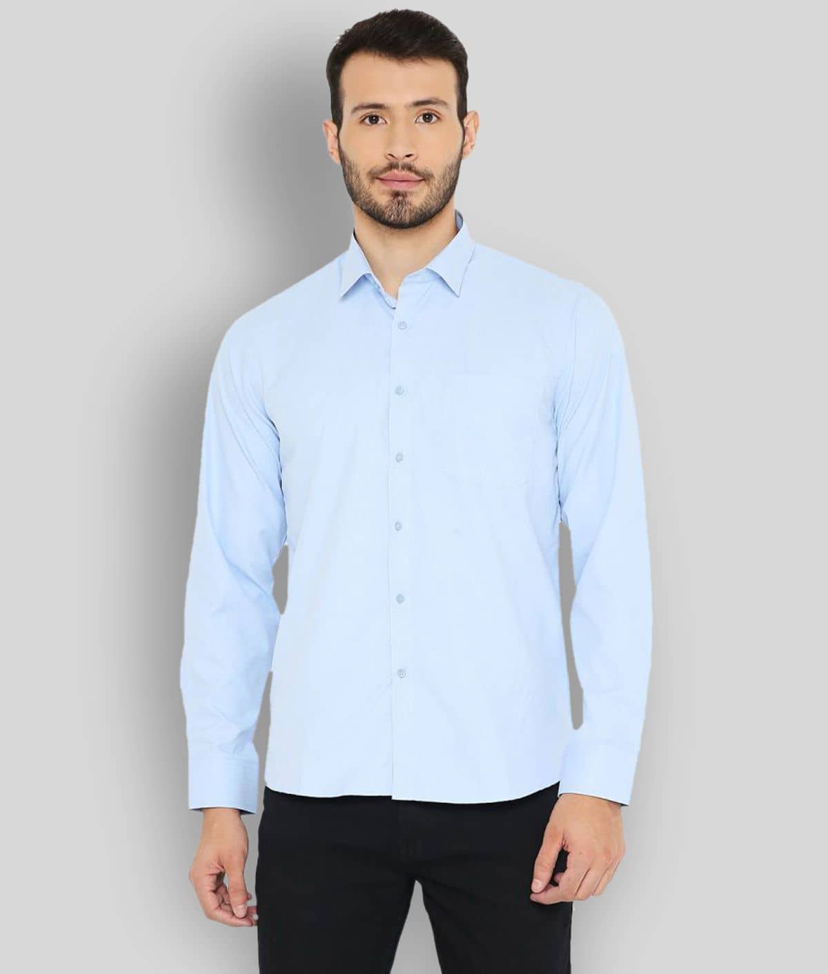 Maharaja - Blue Cotton Blend Slim Fit Men's Formal Shirt ( Pack of 1 )