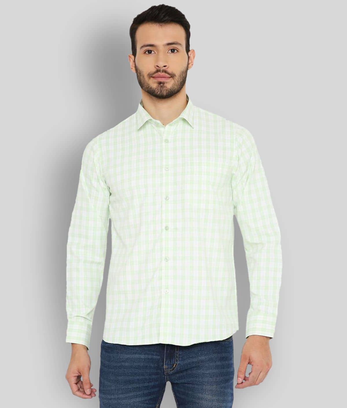Maharaja - Green Cotton Blend Slim Fit Men's Formal Shirt ( Pack of 1 )