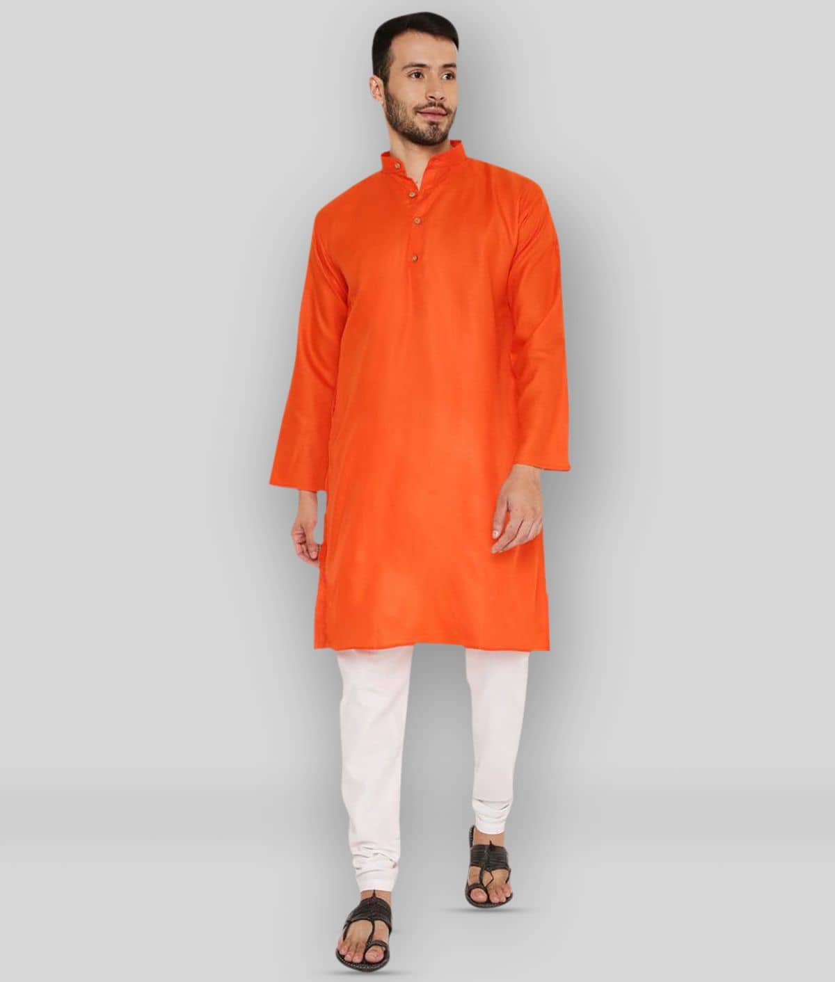 Maharaja - Orange Cotton Regular Fit Men's Kurta Pyjama Set ( Pack of 1 ) - Kurtas & Kurta Sets | Buy online on ZillyBuy