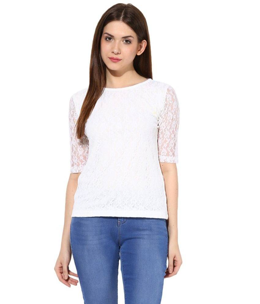 Miss Chase Women's Polyester Regular Top ( White ) Miss Chase Women's Polyester Regular Top ( White )