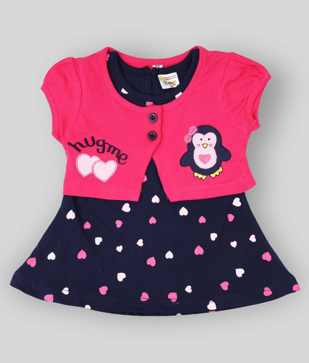 NammaBaby Baby Girls Cotton Blend Dresses ( Pink )