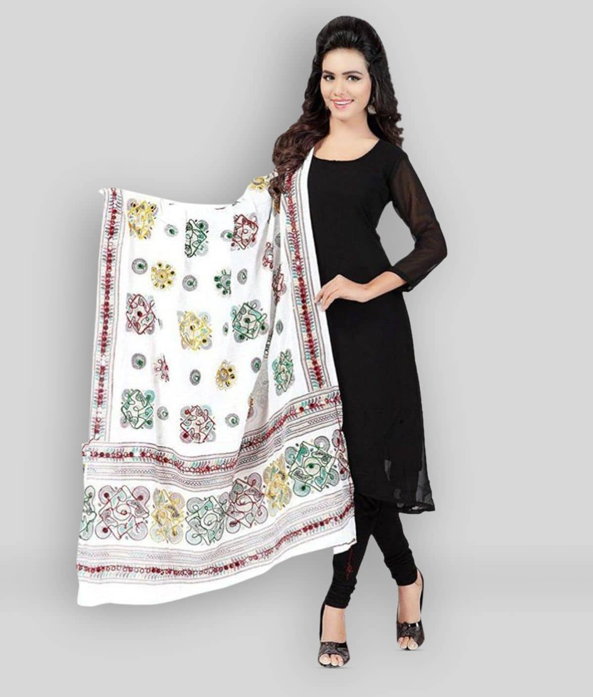 Raj White Cotton Dupatta - Dupattas & Shawls | Buy online on ZillyBuy