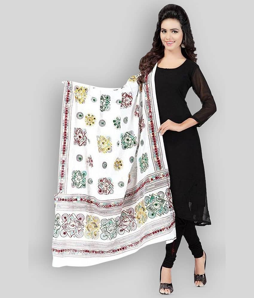 Raj White Cotton Dupatta - Dupattas & Shawls | Buy online on ZillyBuy