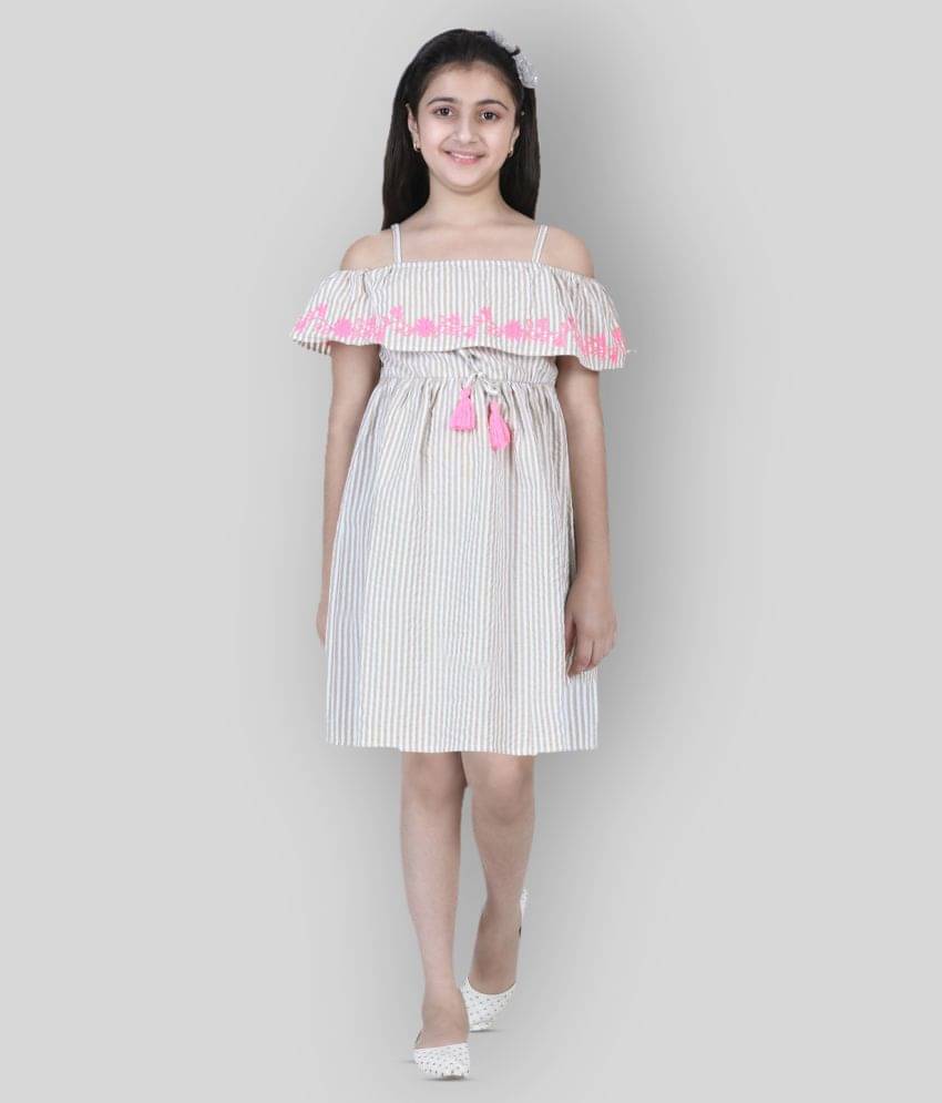     			StyleStone Cotton A-line Dress For Girls ( Pack of 1 , Off White )