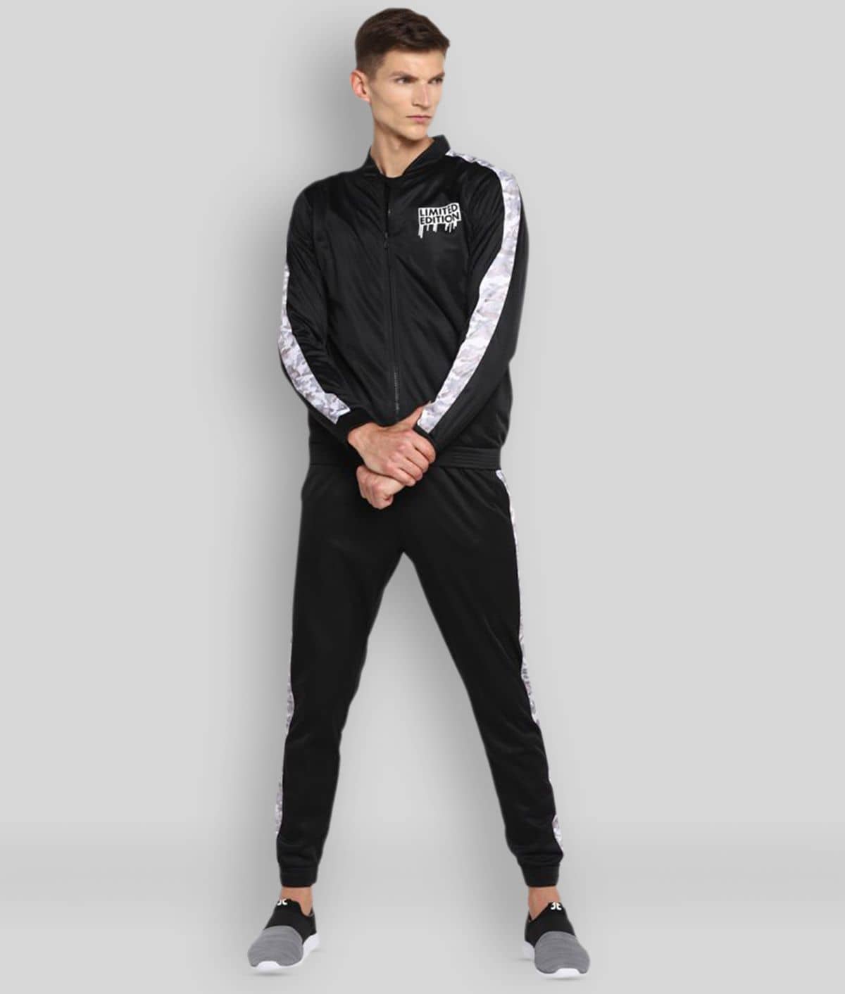 YUUKI - Black Polyester Regular Fit Solid Men's Sports Tracksuit ( Pack of 1 )