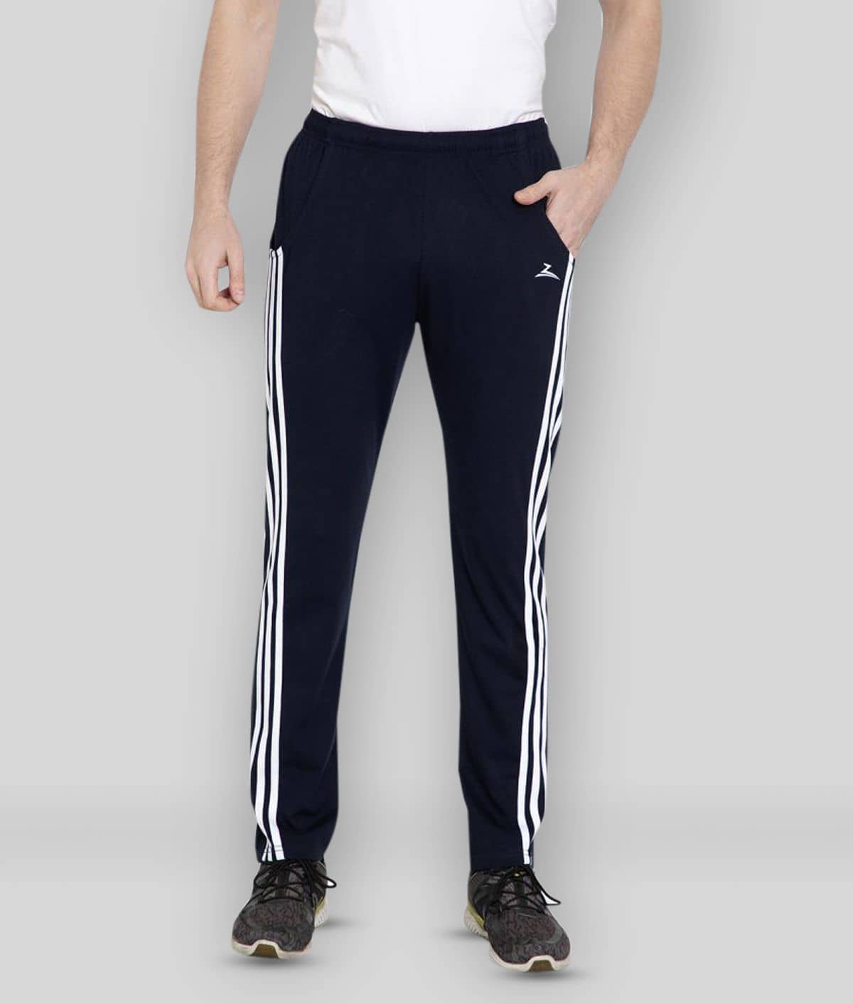 Zeffit - Navy Blue Cotton Blend Men's Sports Trackpants ( Pack of 1 ) - Track Pants | Buy online on ZillyBuy