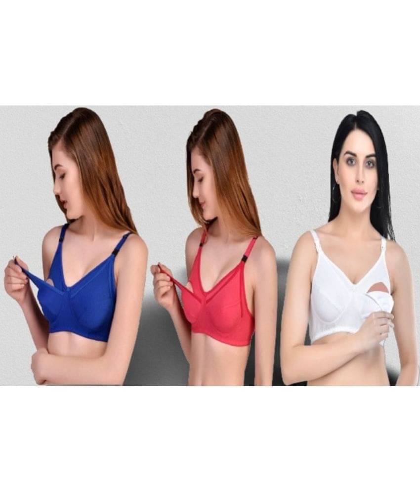 Zourt - Multicolor Cotton Solid Women's Maternity Bra ( Pack of 3 ) Zourt - Multicolor Cotton Solid Women's Maternity Bra ( Pack of 3 )