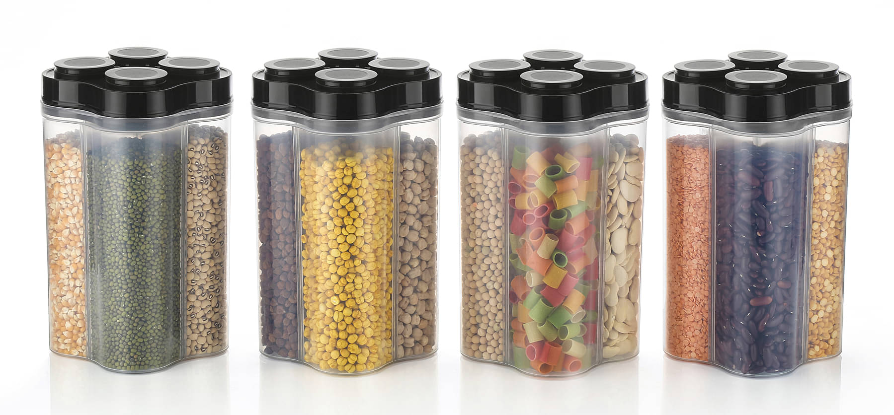 Analog Kitchenware Dal/Grocery/Pulse PET Black Dal Container ( Set of 4 ) Analog Kitchenware Dal/Grocery/Pulse PET Black Dal Container ( Set of 4 )