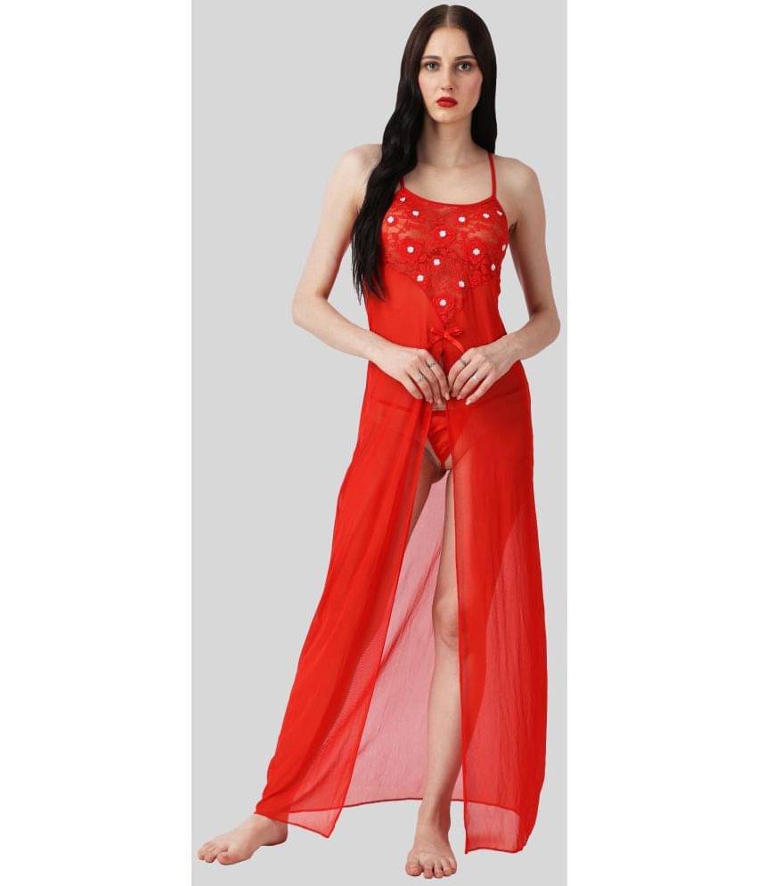     			D Naked - Red Net Women's Nightwear Nighty & Night Gowns ( Pack of 1 )