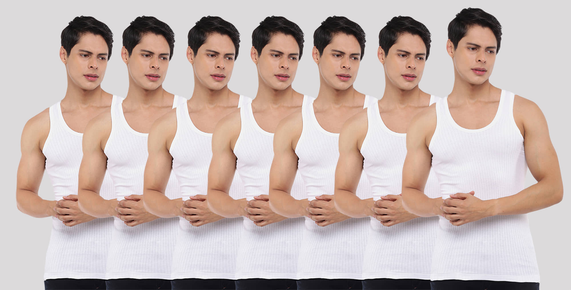 Dollar Bigboss Men's White Pack of 7 Solid Combed Cotton Vest - Nightwear & Loungewear | Buy online on ZillyBuy