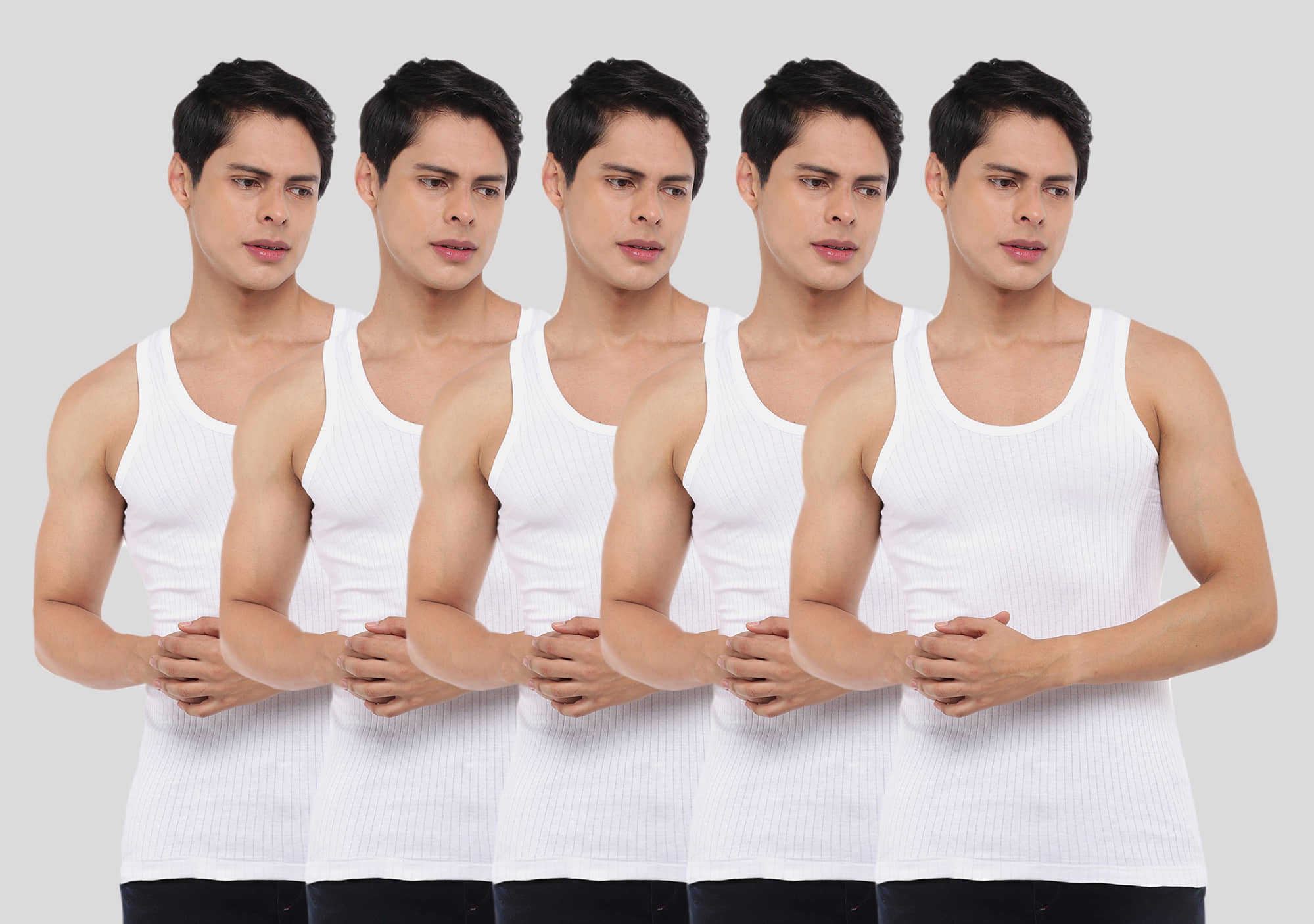 Dollar Bigboss Men's White Pack of 5 Solid Combed Cotton Vest - Nightwear & Loungewear | Buy online on ZillyBuy