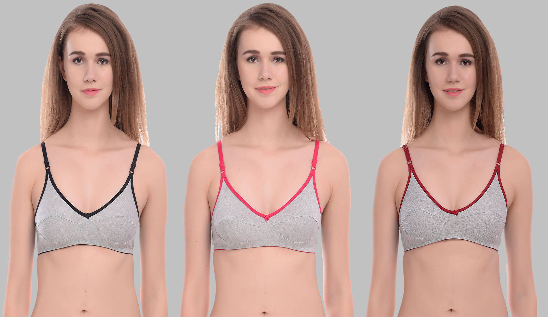     			Elina Pack of 3 Cotton Non Padded Women's T-Shirt Bra ( Black )