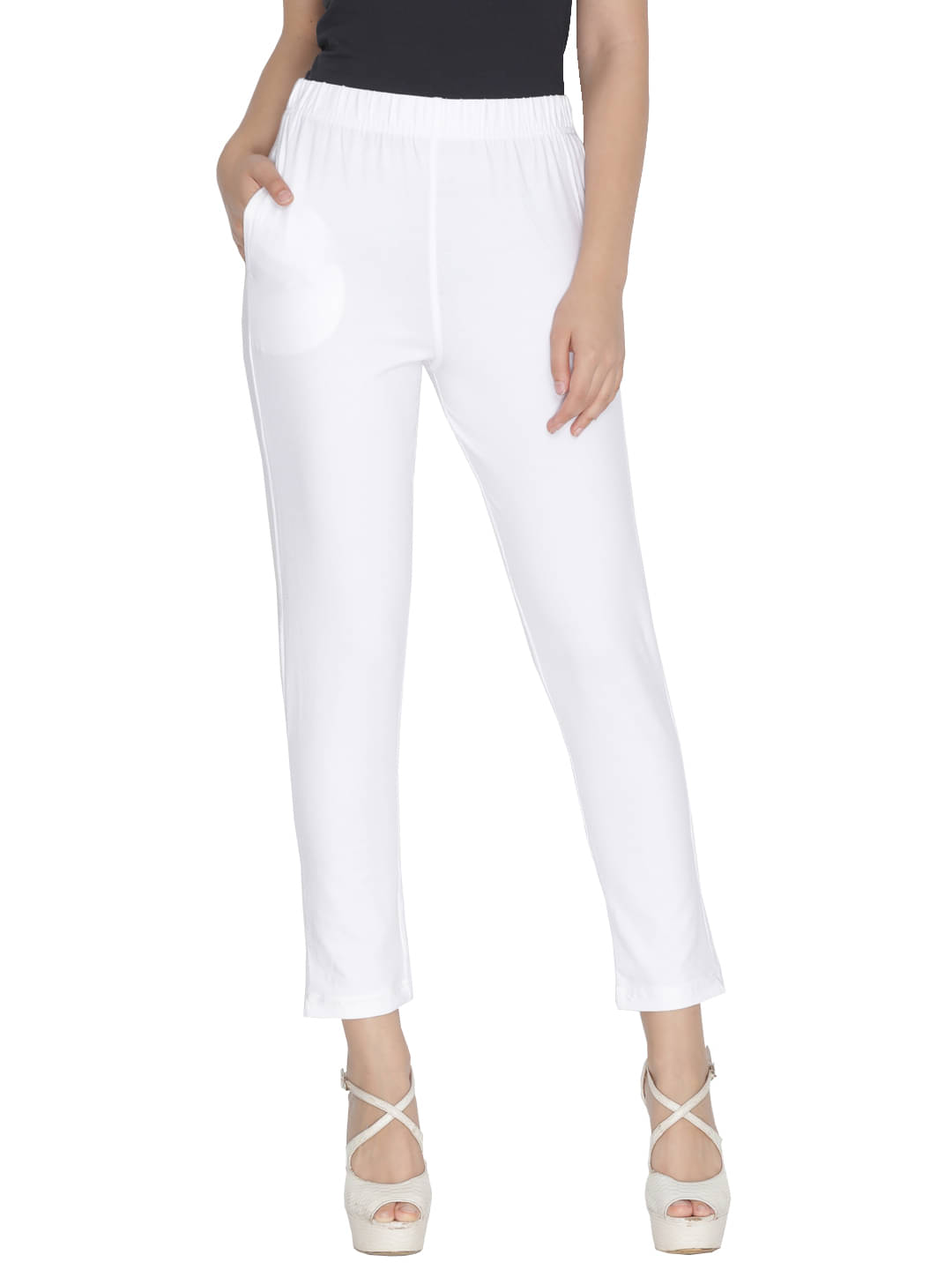     			Lux Lyra - White Cotton Women's Leggings ( Pack of 1 )