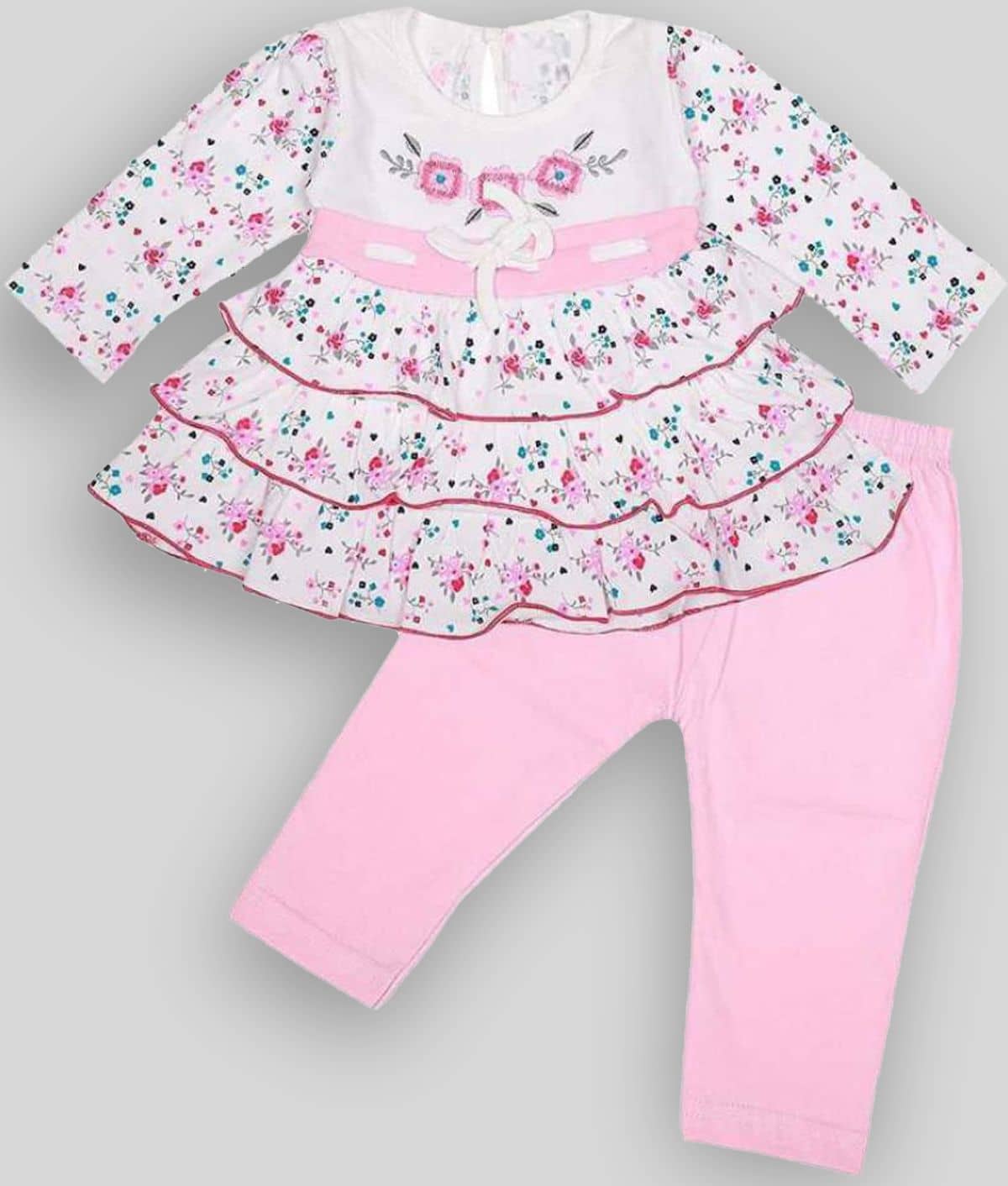 NammaBaby Baby Girls Cotton Blend Dresses ( Pink )