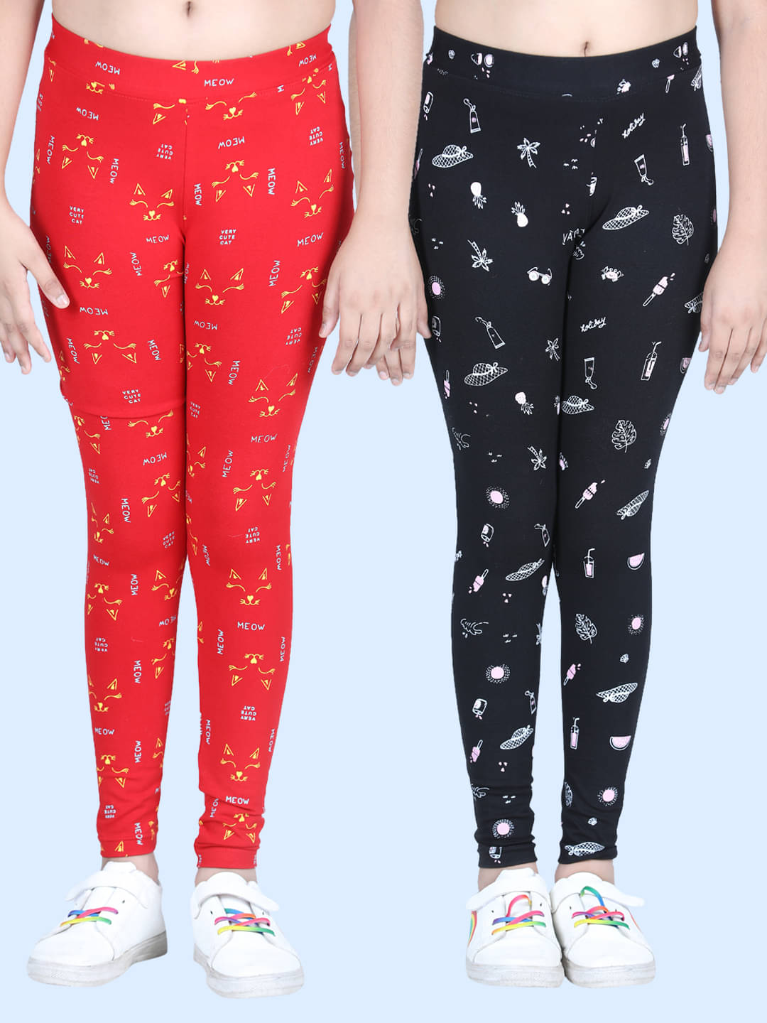     			StyleStone Pack of 2 Girls Lycra Leggings ( Red )