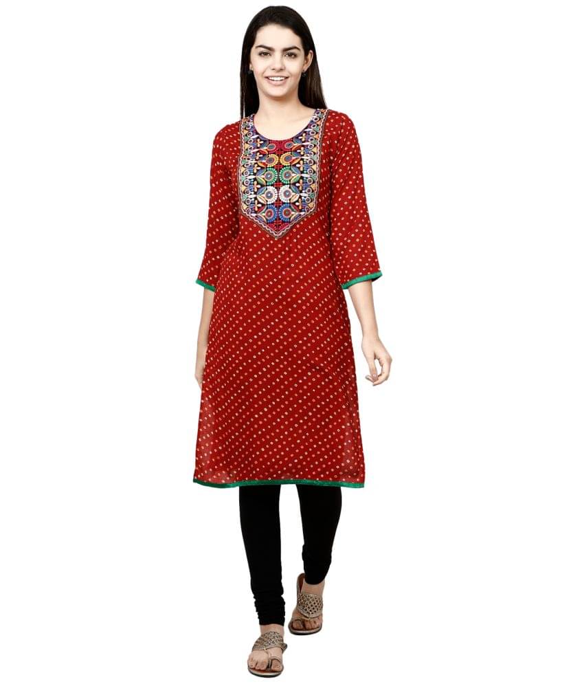     			TAVAN - Red Rayon Women's Straight Kurti ( Pack of 1 )