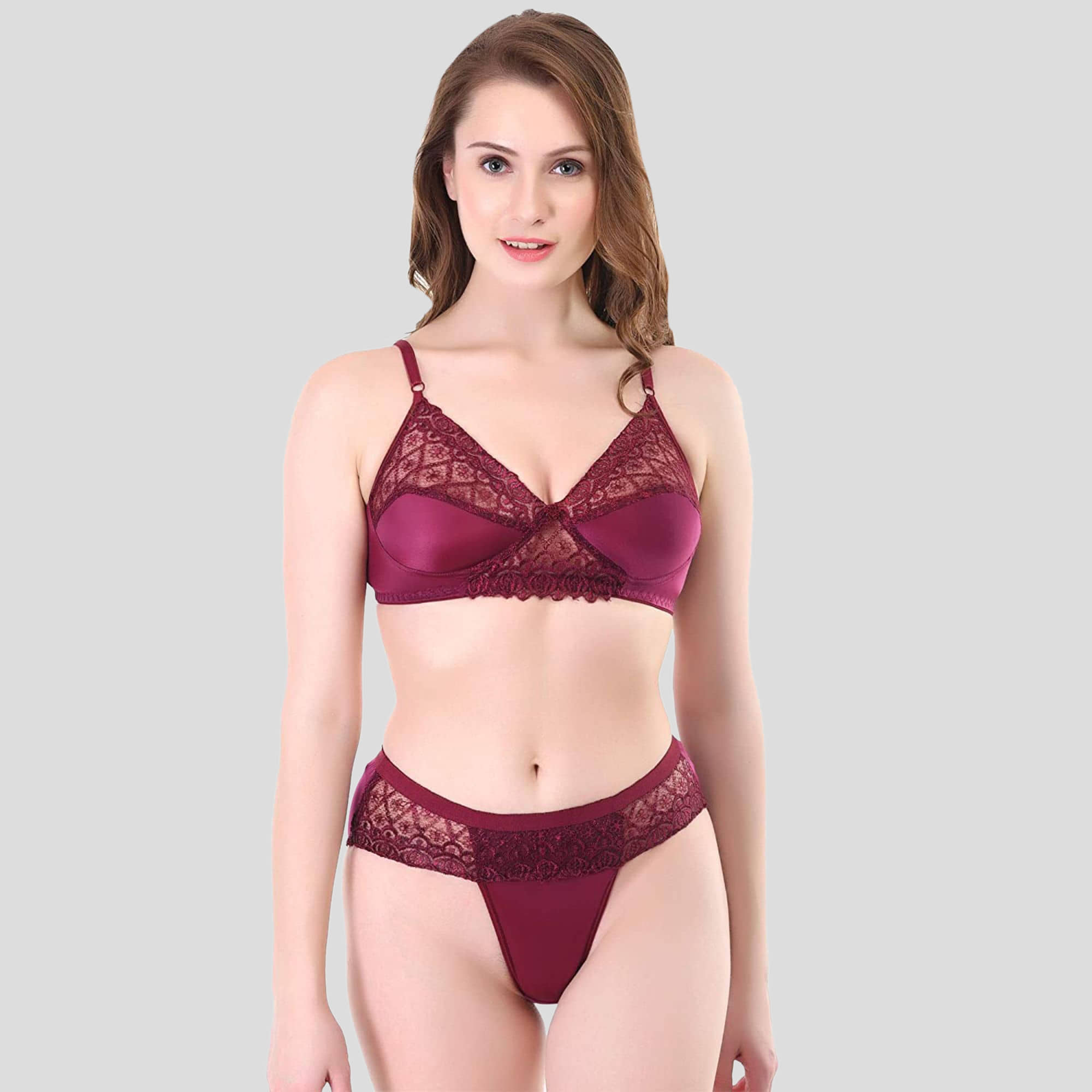TCG Cotton Blend Women's Bra & Panty Set ( Maroon )