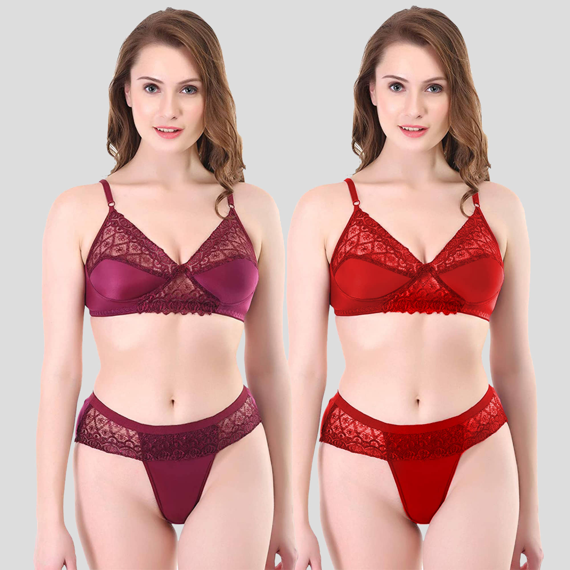 TCG Pack of 2 Cotton Blend Women's Bra & Panty Set ( Multicolor )