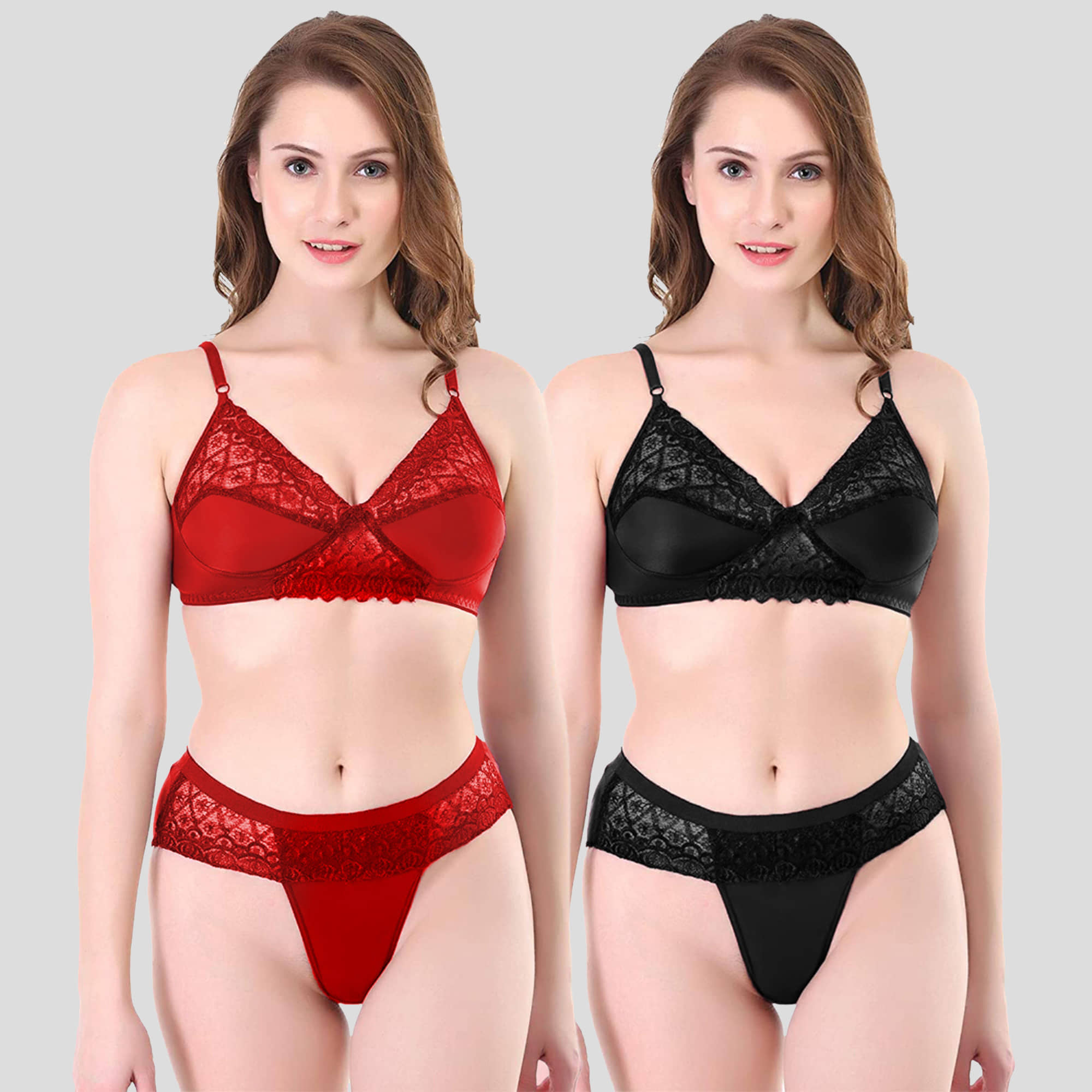 TCG Pack of 2 Cotton Blend Women's Bra & Panty Set ( Multicolor )