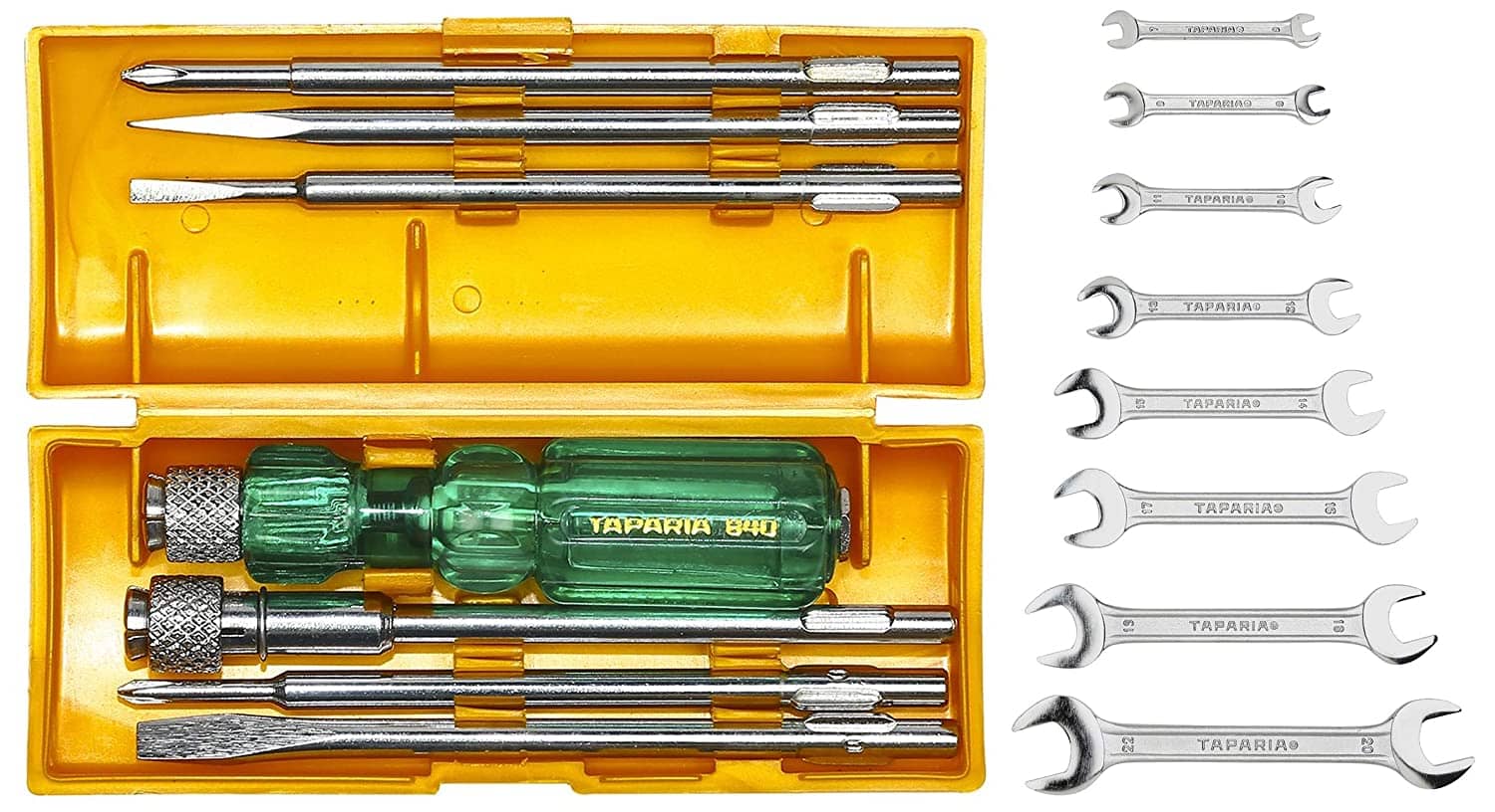 Taparia Set Of 2 Hand Tool Combo (Open Spanner Set (Dep 08)/6In1 Screwdriver Kit(840)