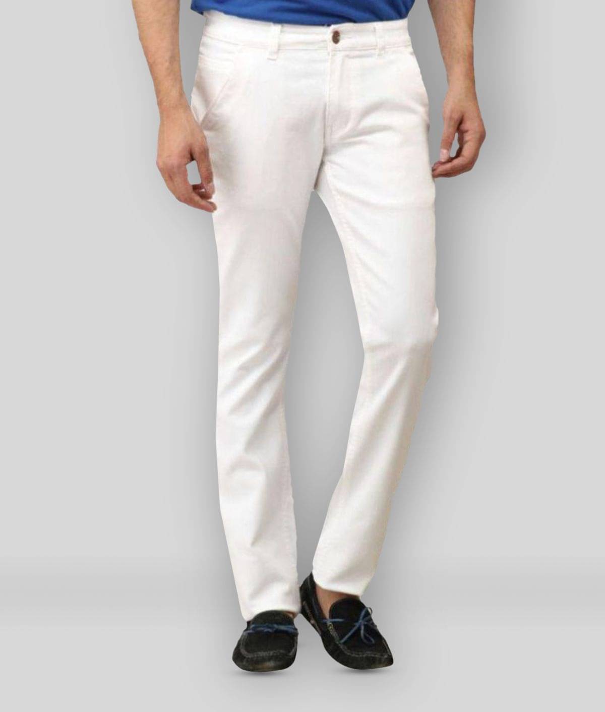     			Urbano Fashion - White Cotton Blend Slim Fit Men's Jeans ( Pack of 1 )