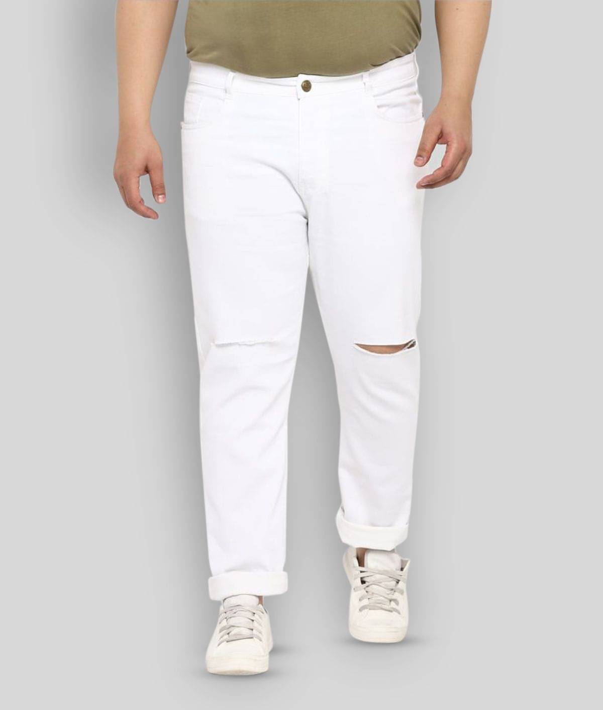     			Urbano Plus - White Cotton Blend Regular Fit Men's Jeans ( Pack of 1 )