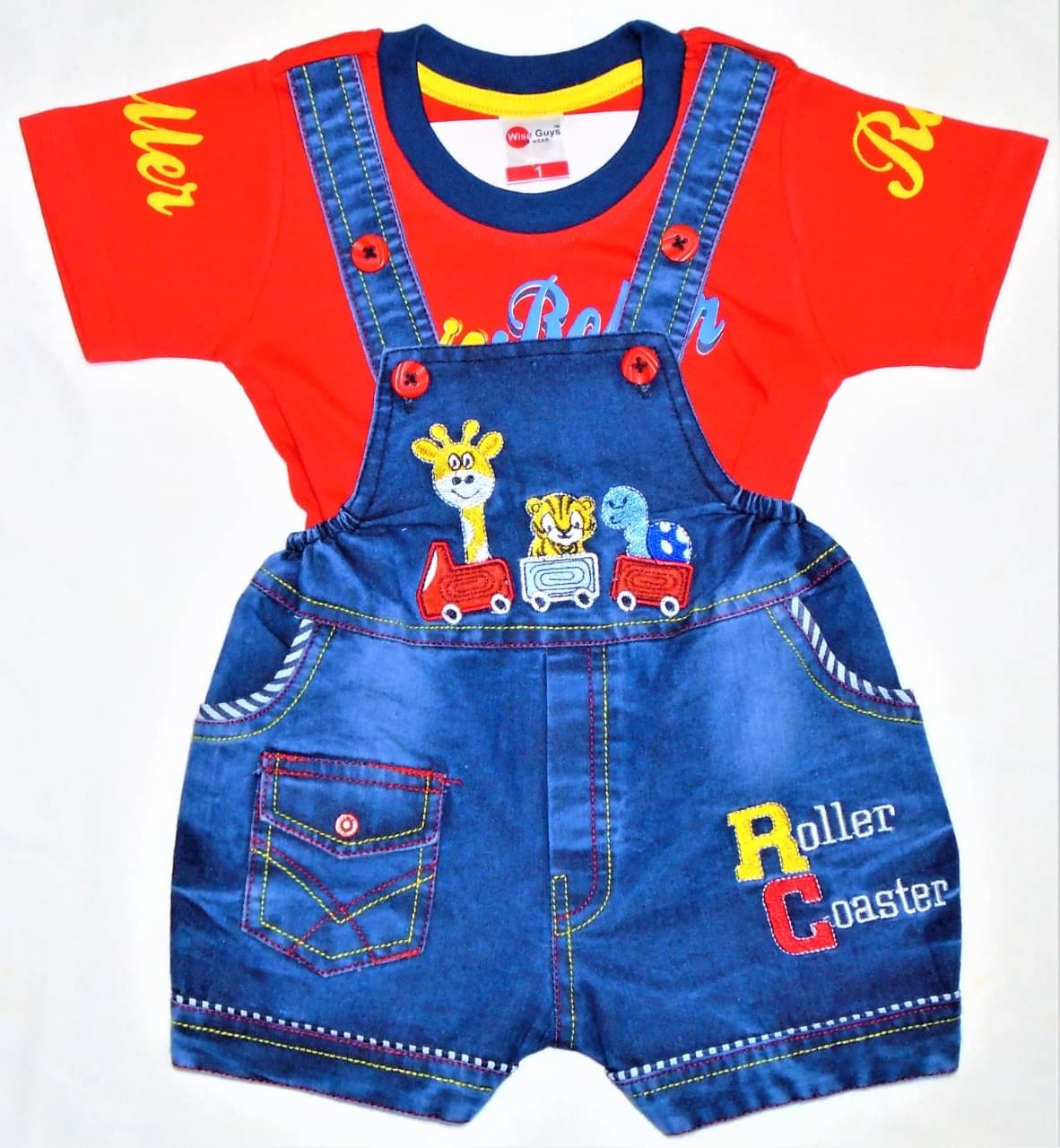     			Wise Guys Pack of 1 Baby Boys Denim Dungaree Sets ( Red )