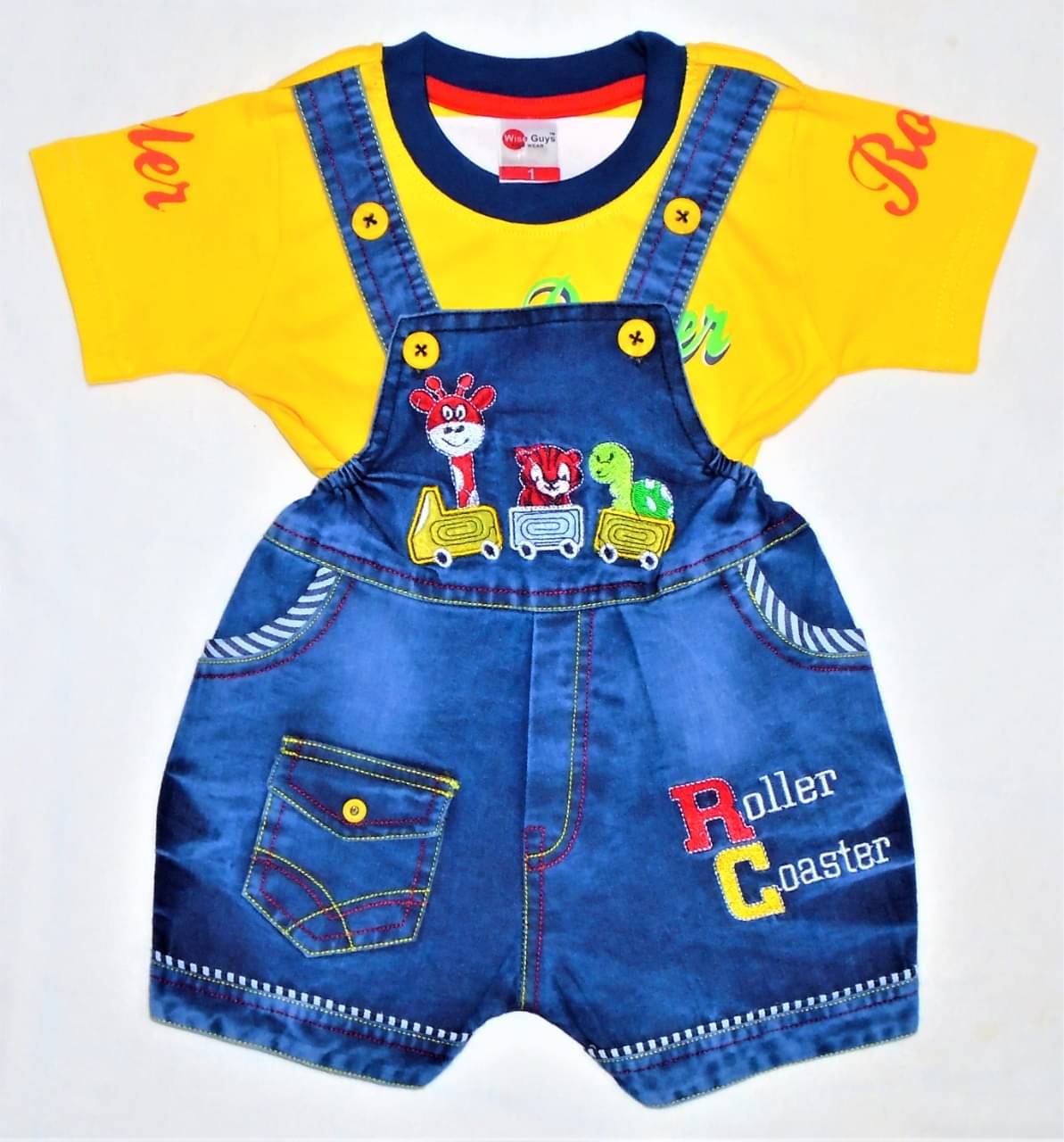     			Wise Guys Pack of 1 Baby Boys Denim Dungaree Sets ( Yellow )