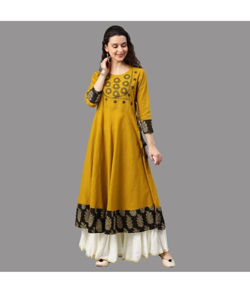 Yash Gallery - Yellow Cotton Women's Flared Kurti ( Pack of 1 ) - Kurtis, Tunics | Buy online on ZillyBuy