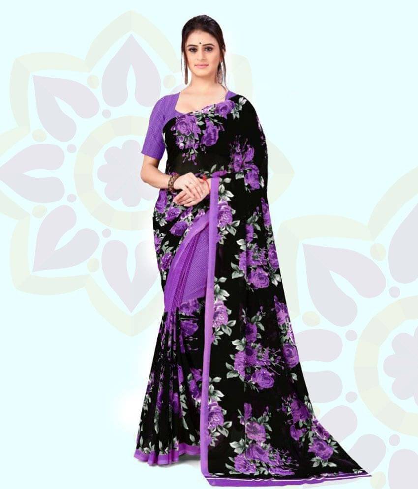 ANAND SAREES Georgette Printed Saree With Unstitched Blouse Piece ( Multicolor ) ANAND SAREES Georgette Printed Saree With Unstitched Blouse Piece ( Multicolor )