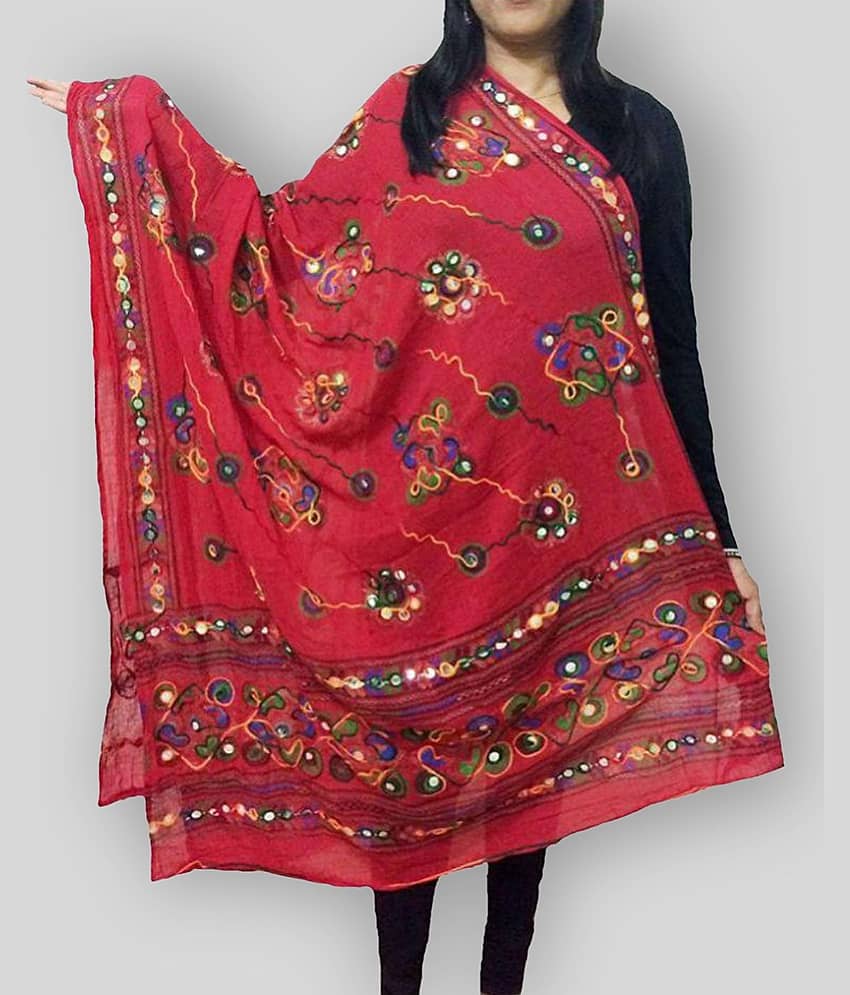 Apratim Red Cotton Dupatta - Dupattas & Shawls | Buy online on ZillyBuy