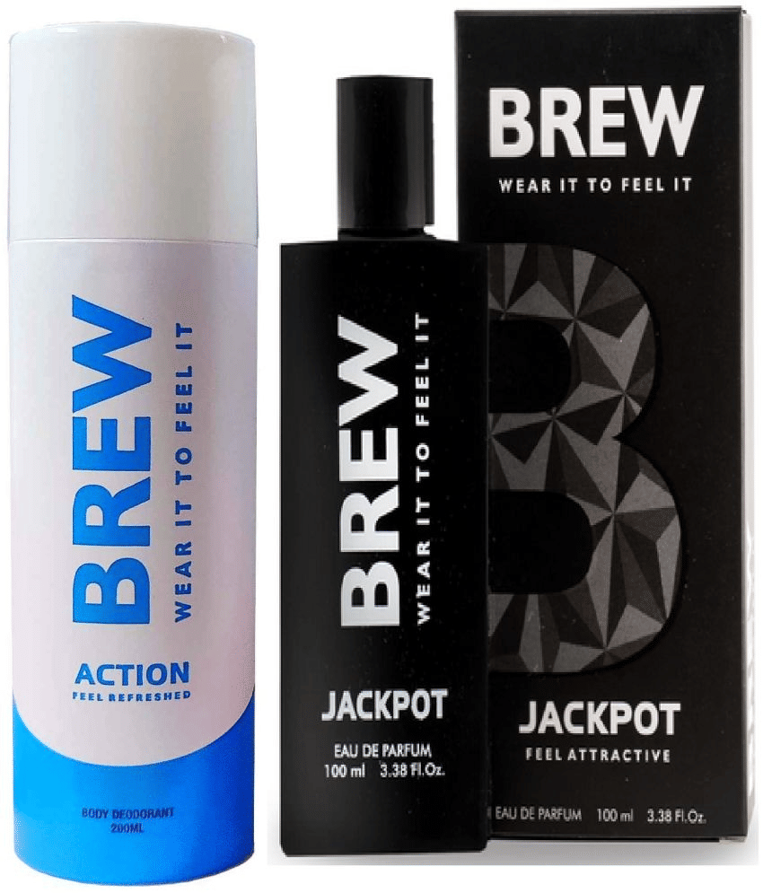 Brew - ACTION DEO, JACKPOT PERFUME Eau De Parfum (EDP) For Unisex 300ML ( Pack of 2 ) Brew - ACTION DEO, JACKPOT PERFUME Eau De Parfum (EDP) For Unisex 300ML ( Pack of 2 )