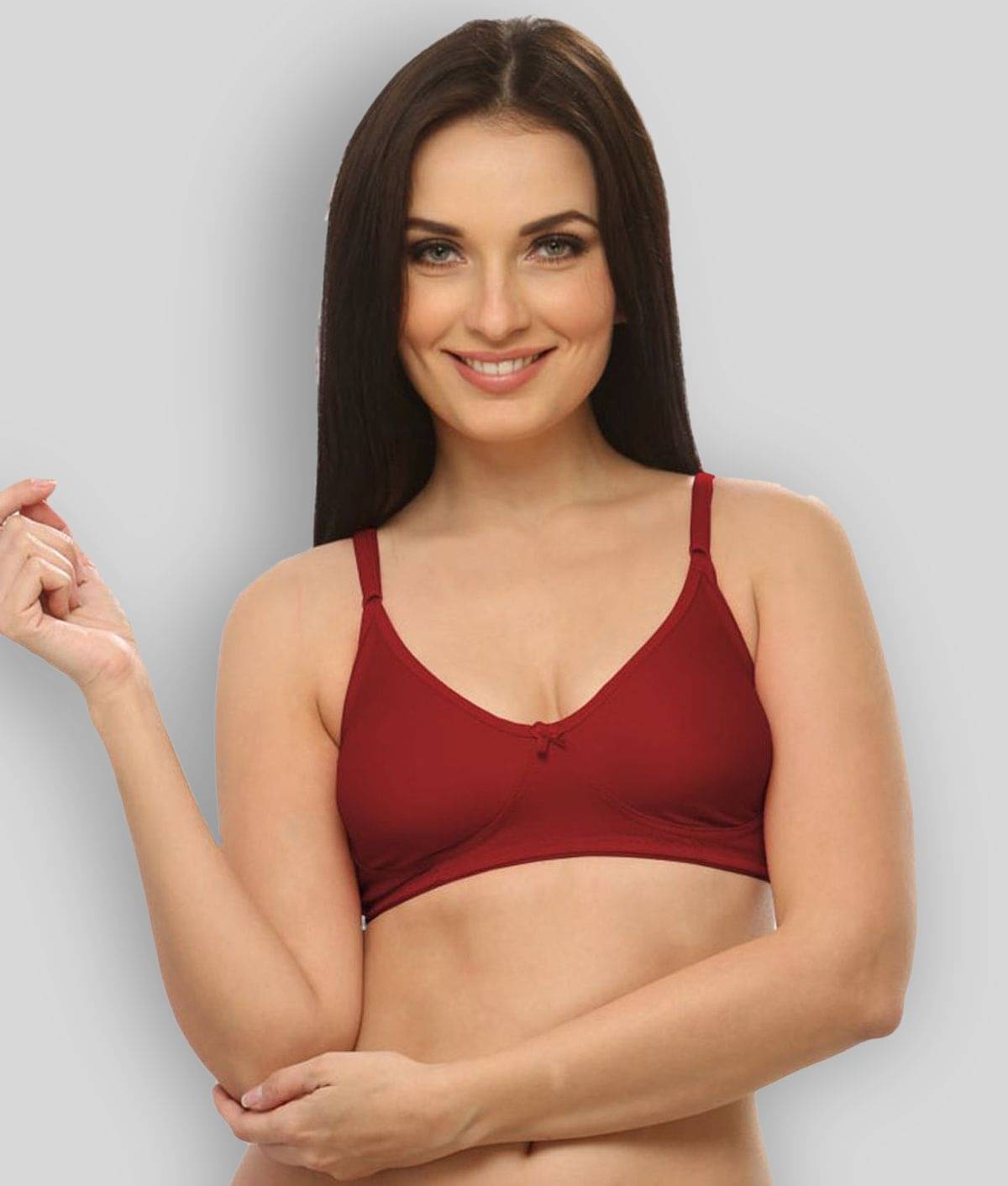     			Clovia - Maroon Cotton Blend Lightly Padded Women's T-Shirt Bra ( Pack of 1 )