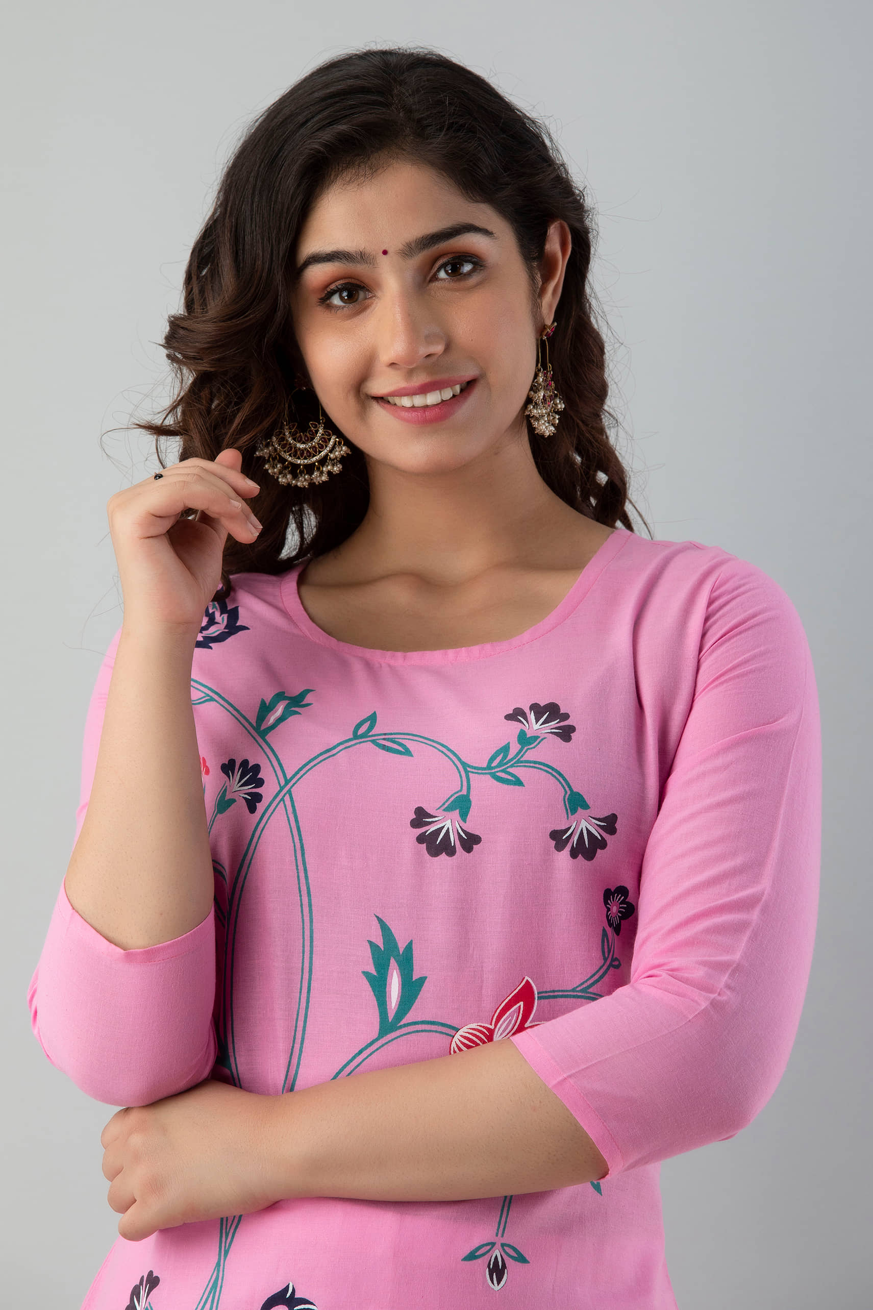 FABRR - Pink Cotton Blend Women's Straight Kurti ( Pack of 1 ) - Kurtis, Tunics | Buy online on ZillyBuy