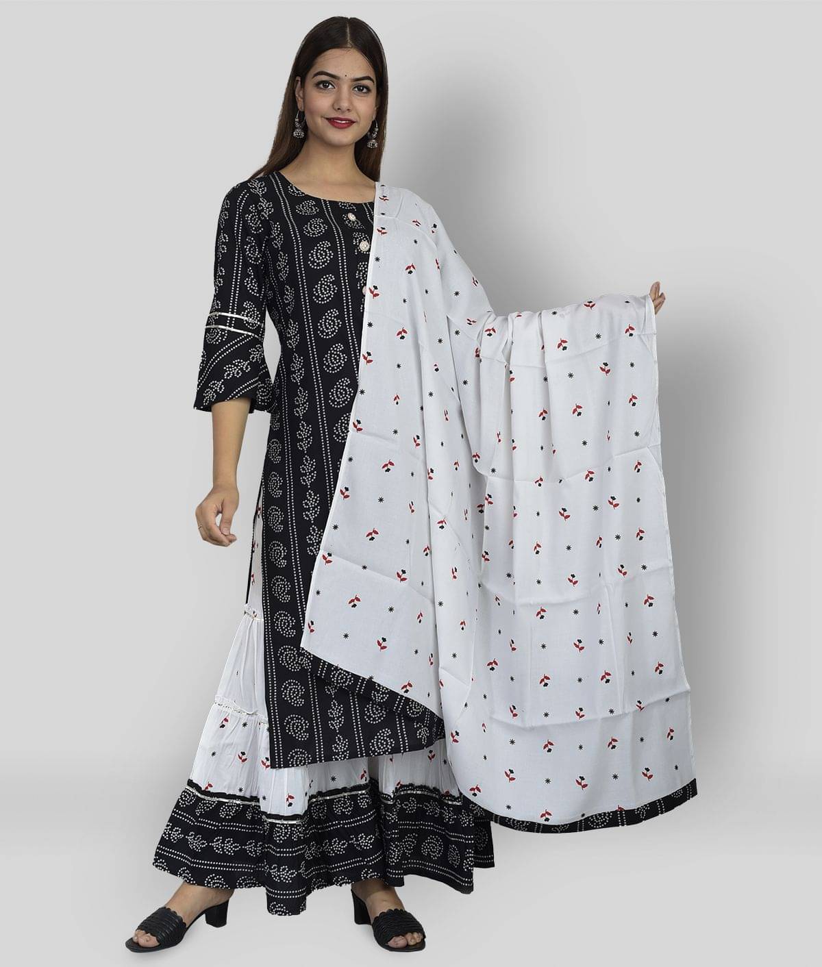     			Lee Moda - Black Straight Rayon Women's Stitched Salwar Suit ( Pack of 1 )