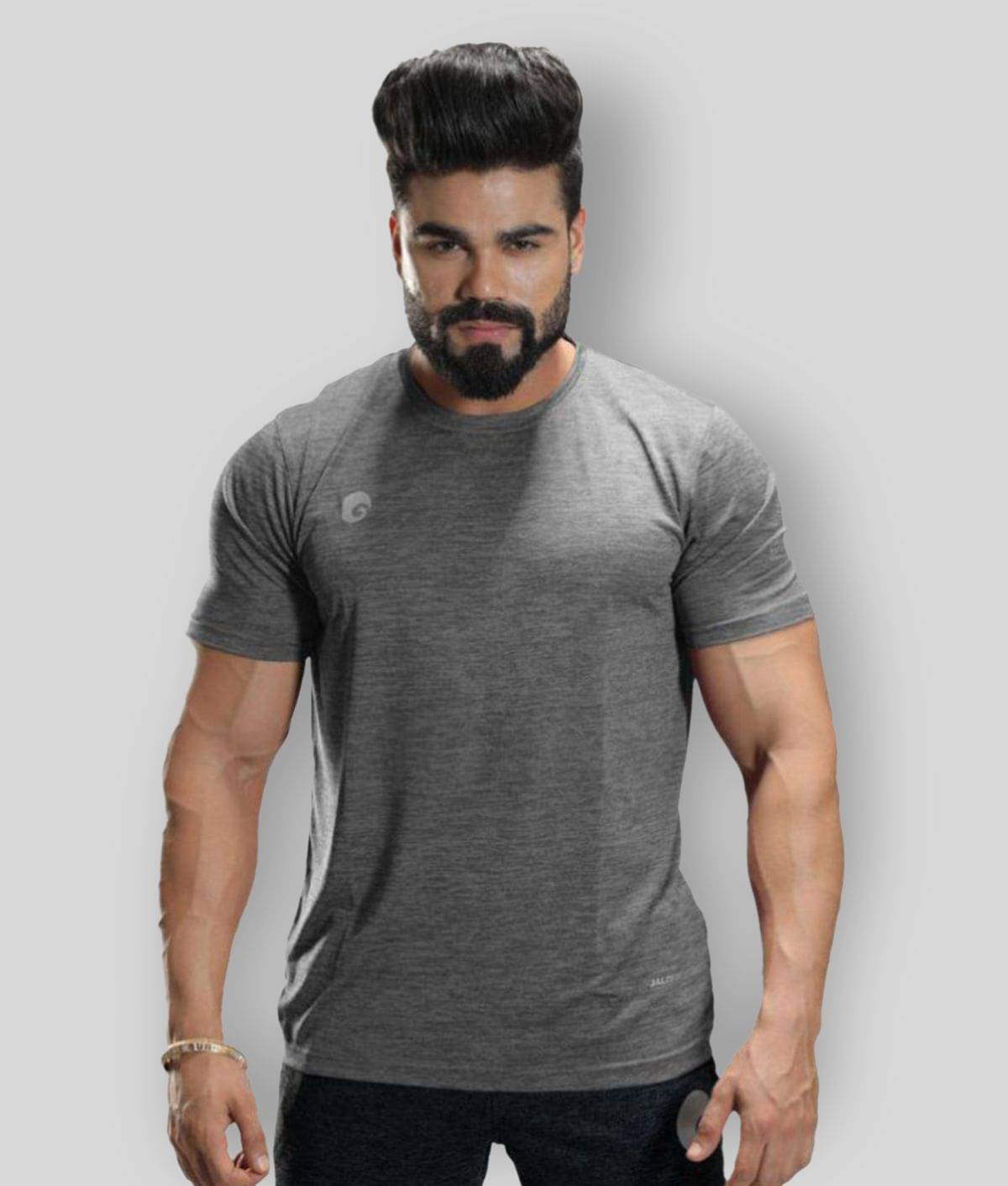     			Omtex - Grey Melange Cotton Regular Fit Men's Sports T-Shirt ( Pack of 1 )